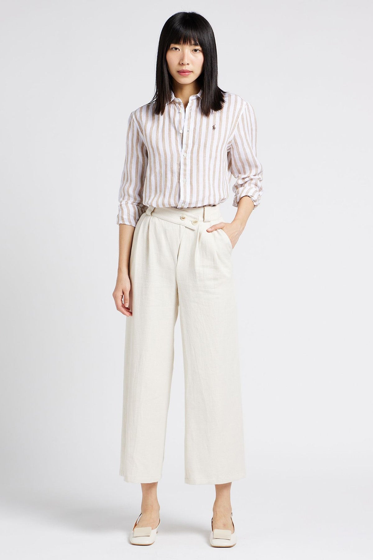 Polo Ralph Lauren Relaxed Fit Çizgili Keten Gömlek-Libas Trendy Fashion Store