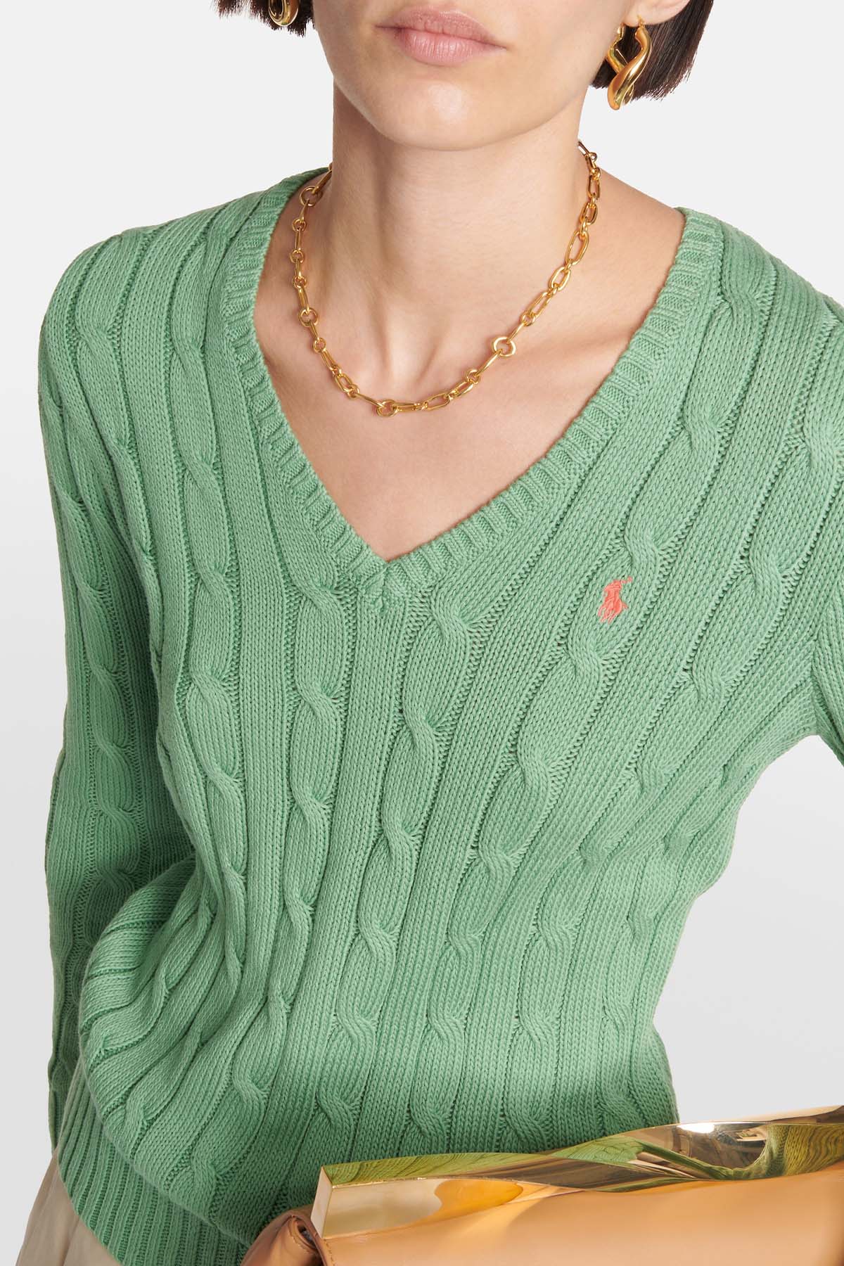 Polo Ralph Lauren Pima Cotton Slim Fit V Yaka Saç Örgü Triko-Libas Trendy Fashion Store