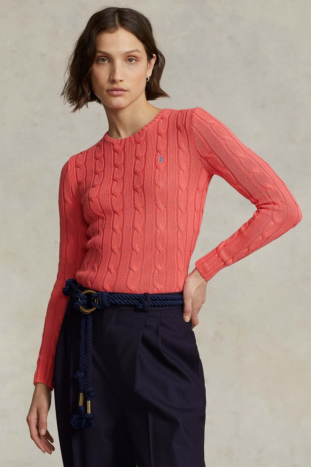 Polo Ralph Lauren Pima Cotton Slim Fit Yuvarlak Yaka Saç Örgü Triko-Libas Trendy Fashion Store