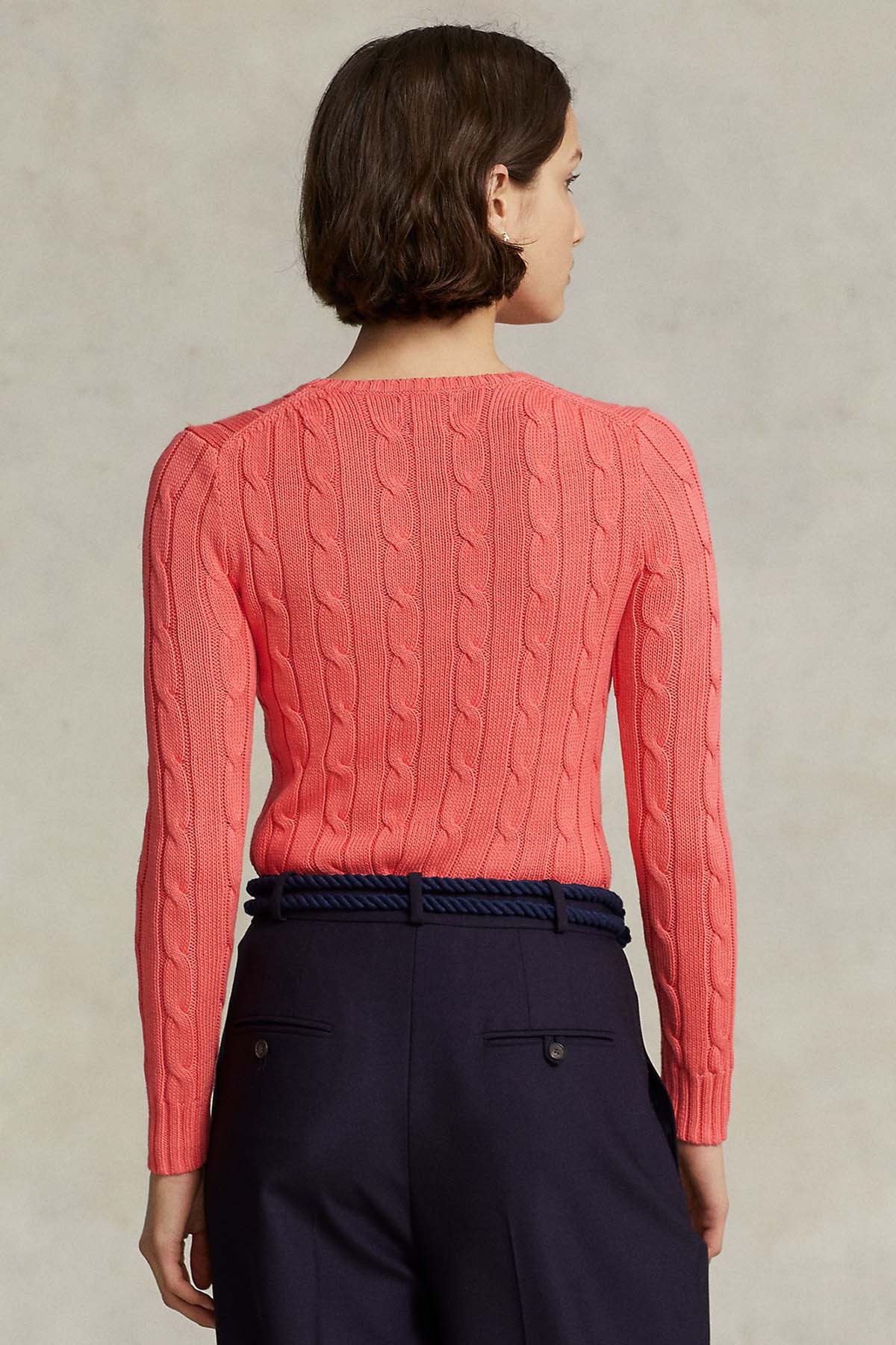 Polo Ralph Lauren Pima Cotton Slim Fit Yuvarlak Yaka Saç Örgü Triko-Libas Trendy Fashion Store