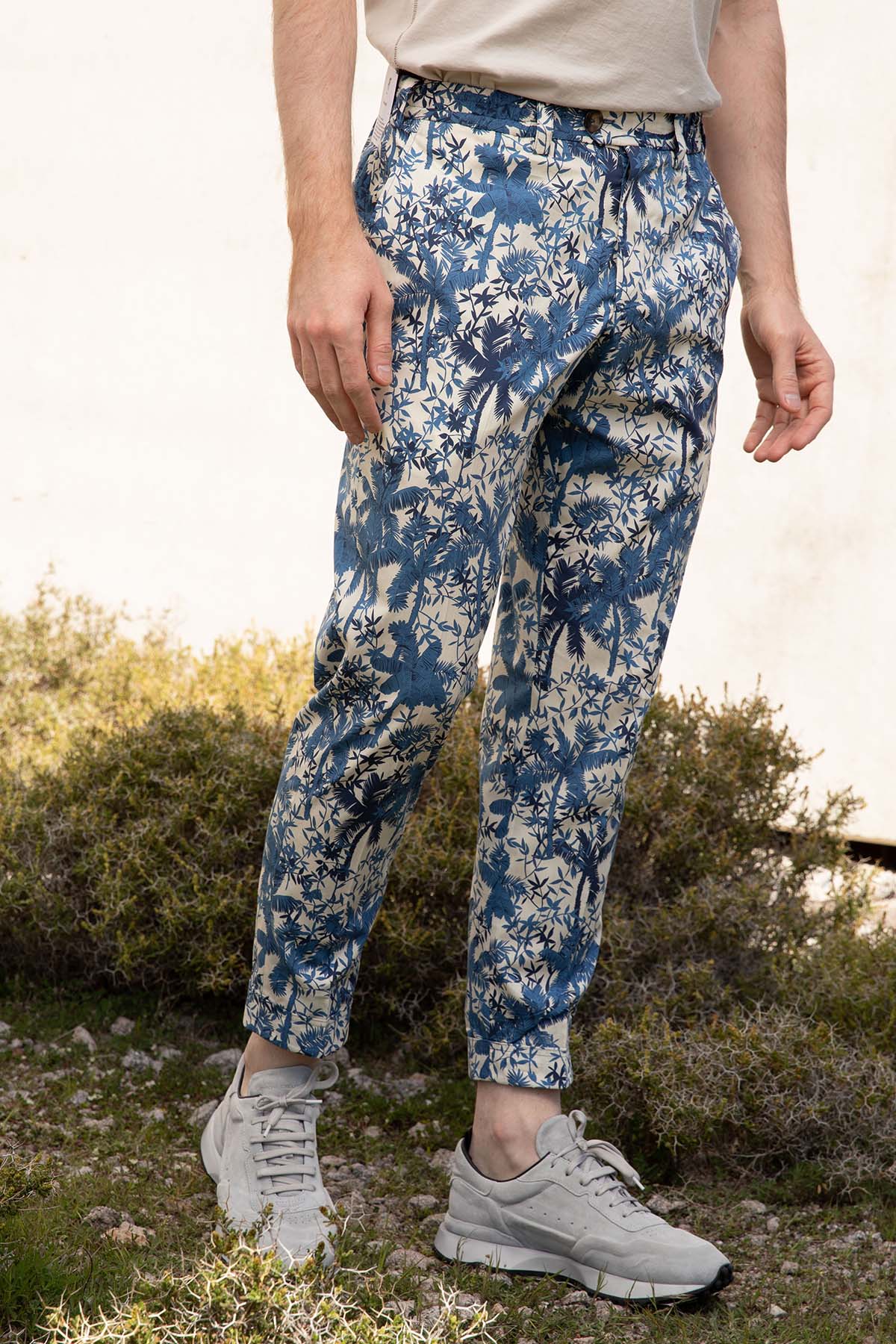 Pantaloni Torino The Rebel Palmiye Desenli Duble Paça Pantolon