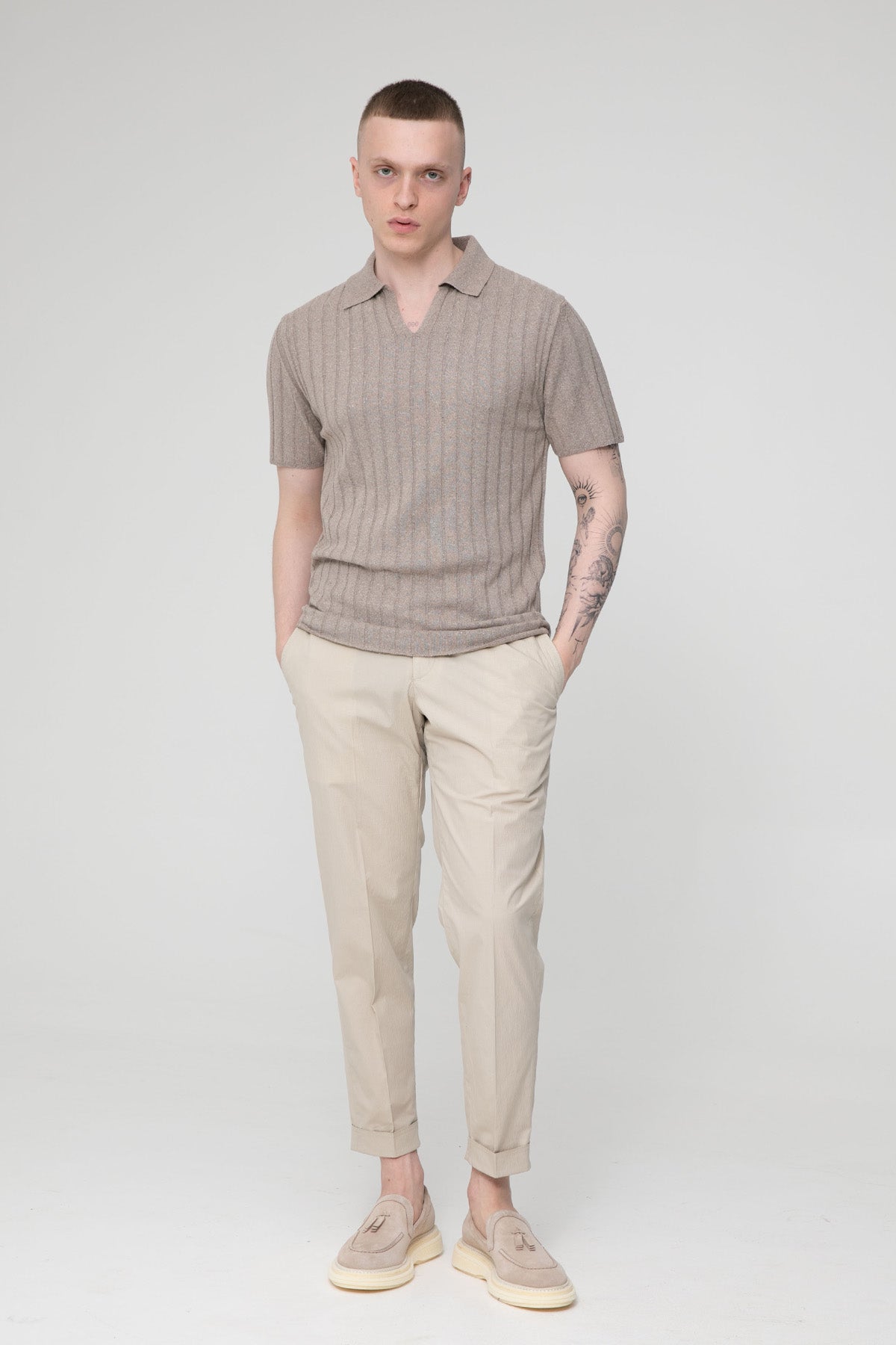 Pantaloni Torino The Rebel Streç Gofre Kumaş Duble Paça Pantolon-Libas Trendy Fashion Store