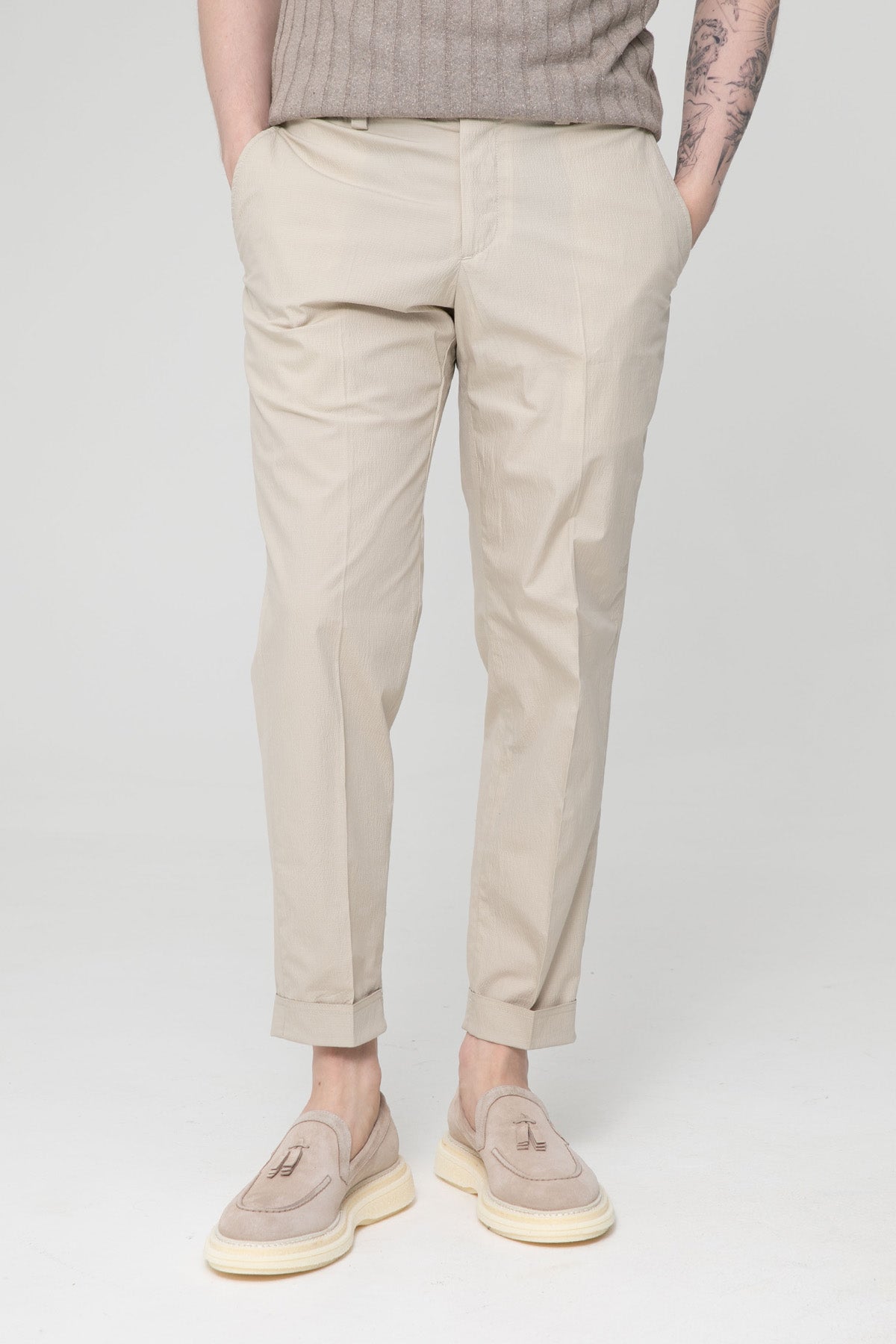 Pantaloni Torino The Rebel Streç Gofre Kumaş Duble Paça Pantolon-Libas Trendy Fashion Store