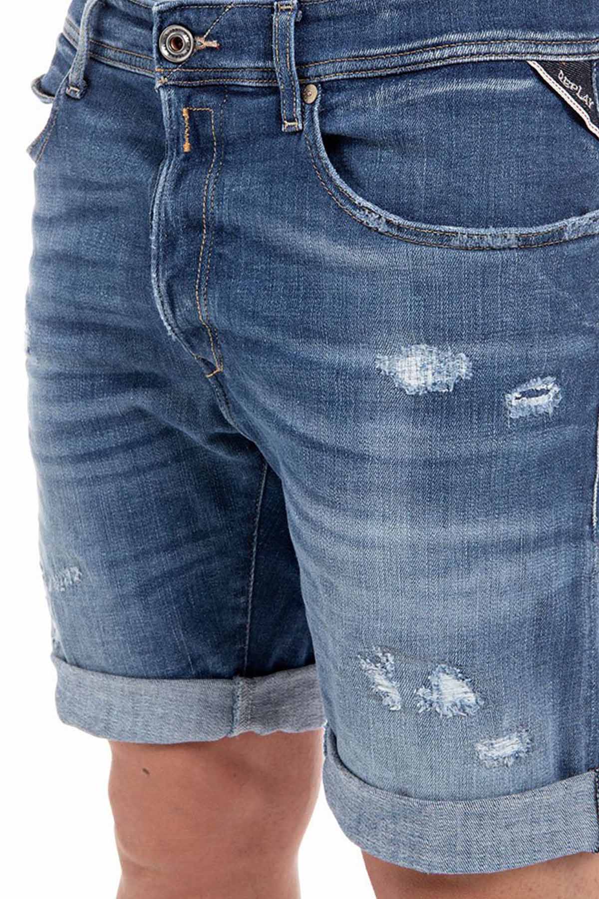 Replay RBJ 901 Tapered Fit Yırtık Detaylı Denim Şort-Libas Trendy Fashion Store