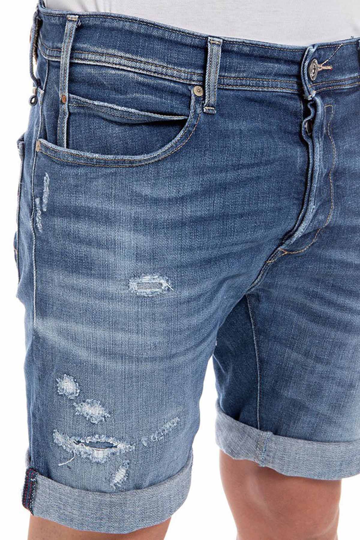 Replay RBJ 901 Tapered Fit Yırtık Detaylı Denim Şort-Libas Trendy Fashion Store