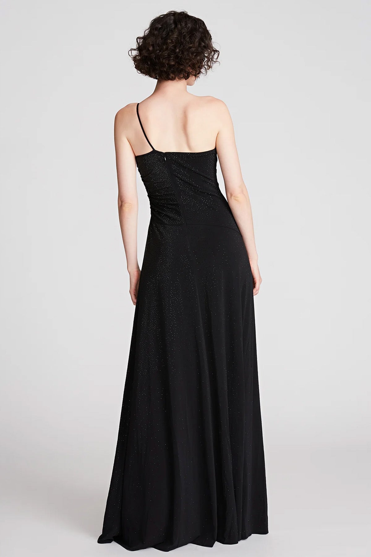 Halston Taş Aksesuarlı Tek Omuz Maxi Abiye Elbise-Libas Trendy Fashion Store