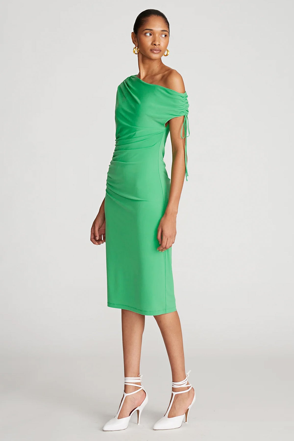Halston Tek Omuz Midi Abiye Elbise-Libas Trendy Fashion Store