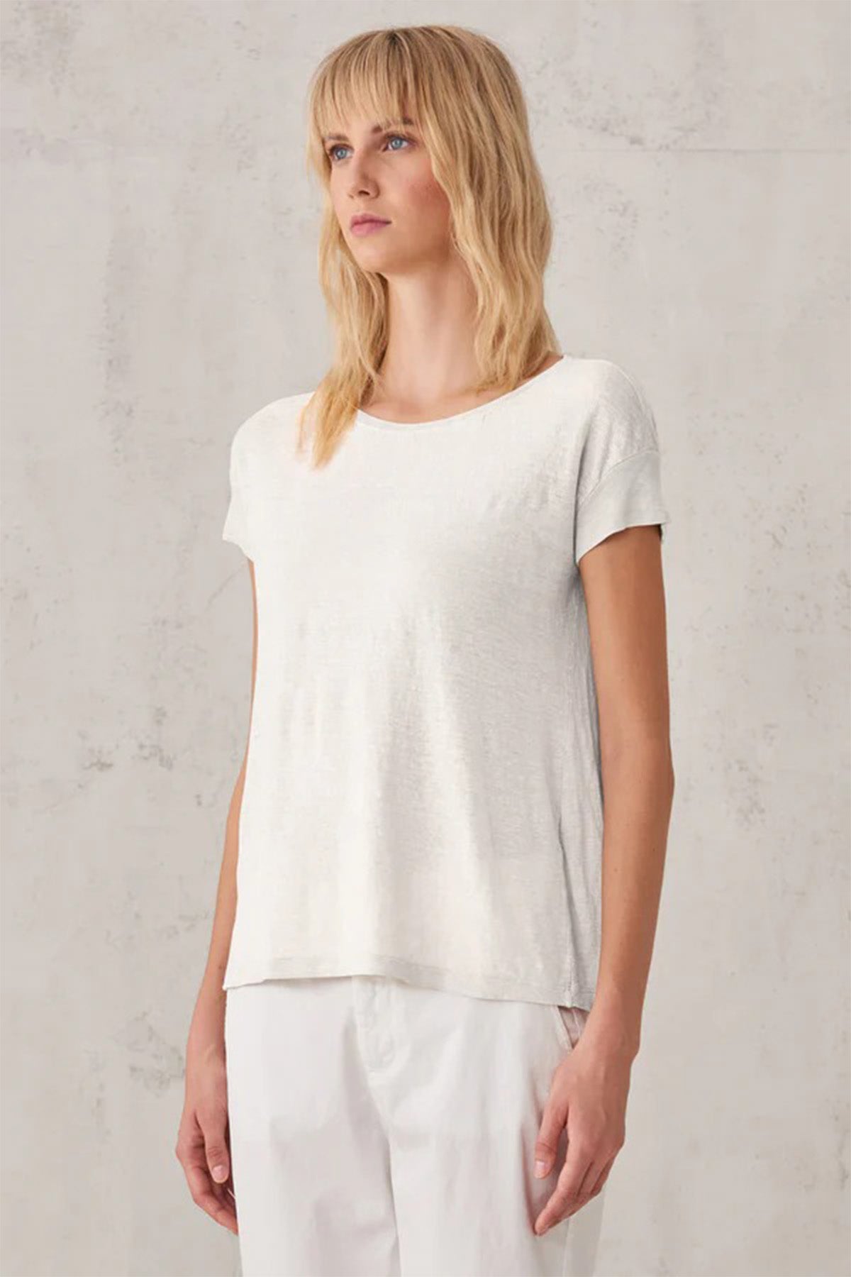 Transit Yuvarlak Yaka Keten T-shirt-Libas Trendy Fashion Store