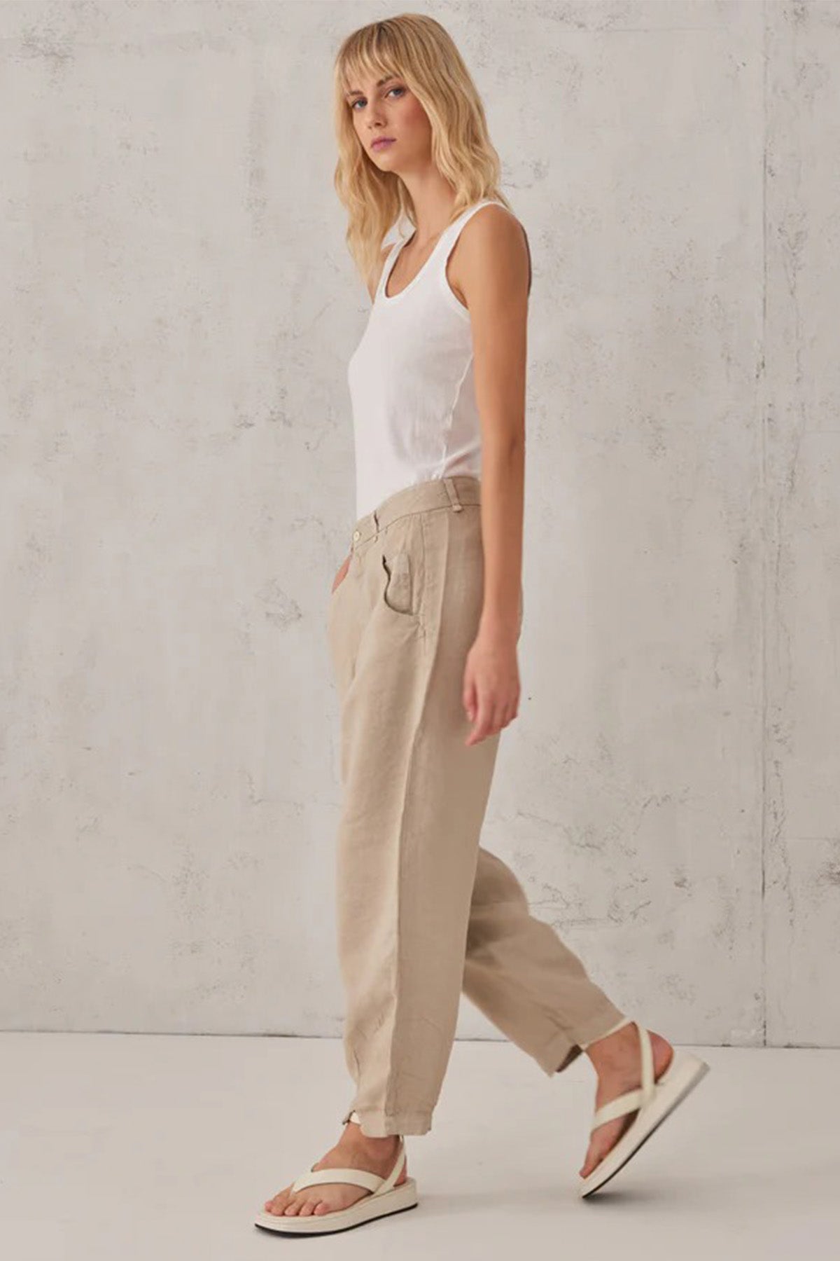 Transit Comfort Fit Yüksek Bel Ketenli Pantolon-Libas Trendy Fashion Store