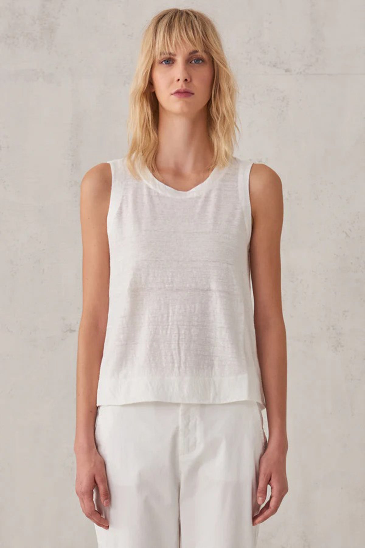 Transit Yuvarlak Yaka Kolsuz Keten Bluz-Libas Trendy Fashion Store