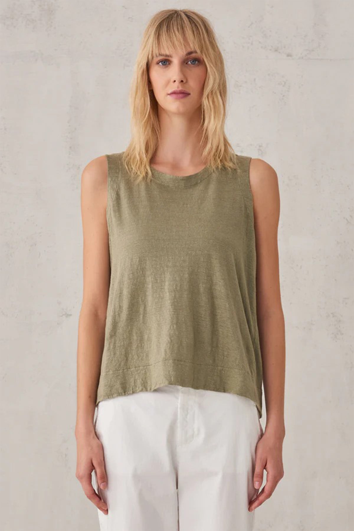 Transit Yuvarlak Yaka Kolsuz Keten Bluz-Libas Trendy Fashion Store