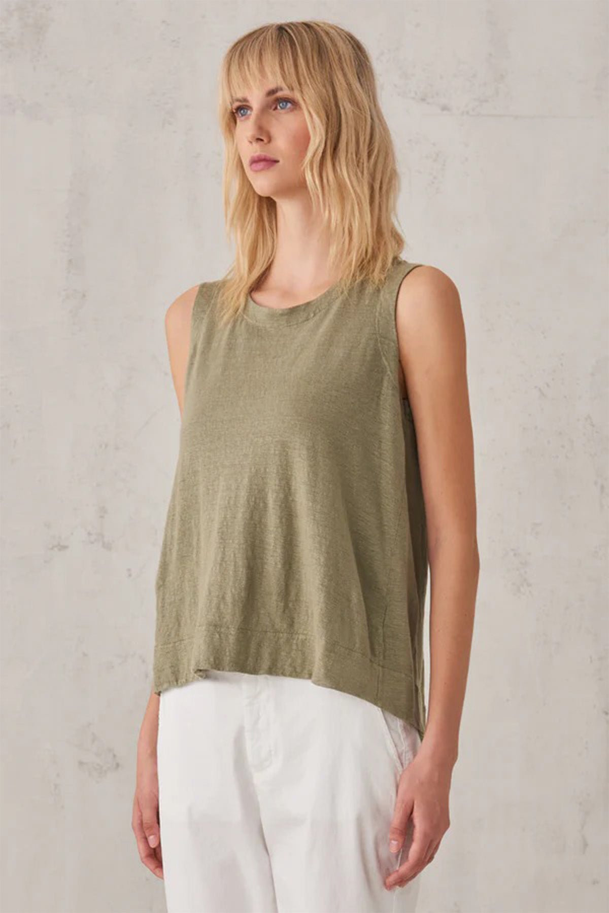 Transit Yuvarlak Yaka Kolsuz Keten Bluz-Libas Trendy Fashion Store