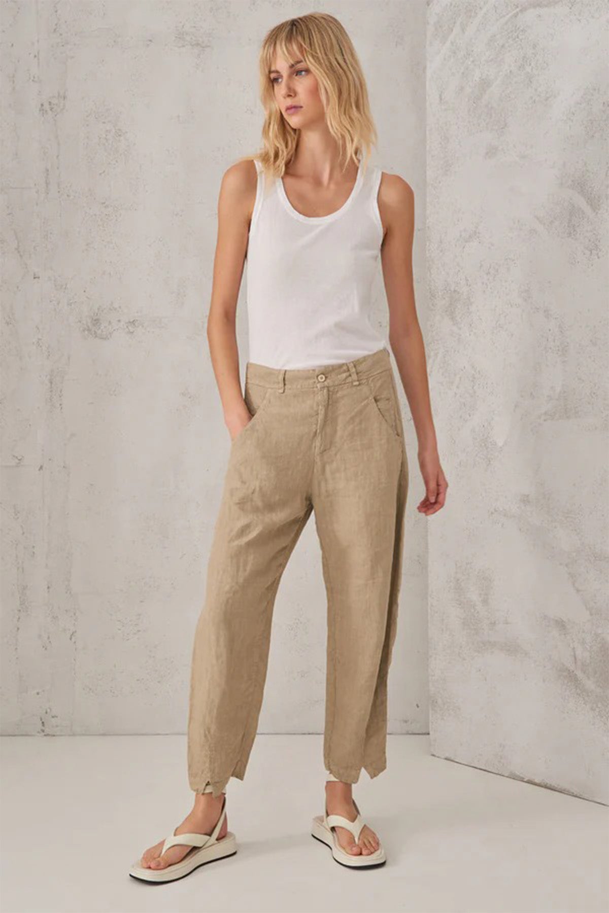 Transit Comfort Fit Yüksek Bel Keten Pantolon-Libas Trendy Fashion Store