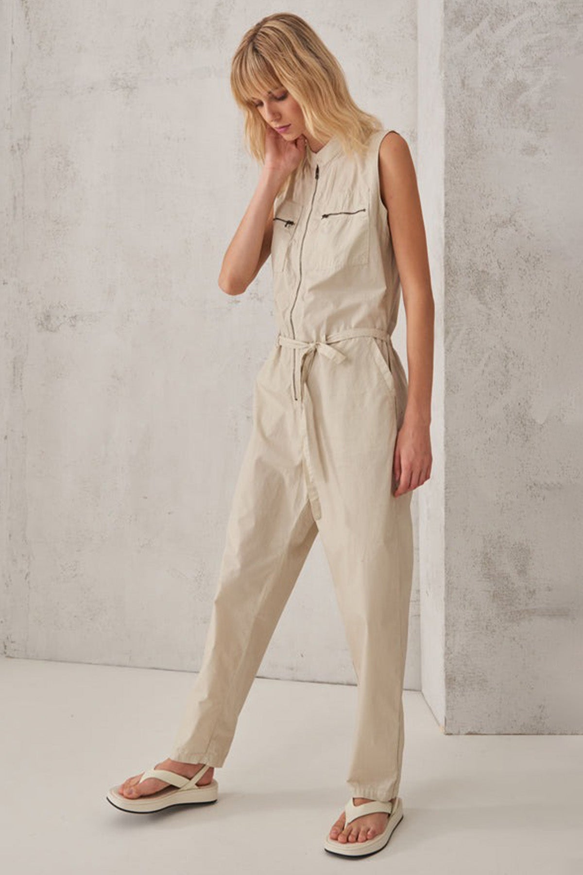 Transit Hakim Yaka Fermuarlı Tulum-Libas Trendy Fashion Store