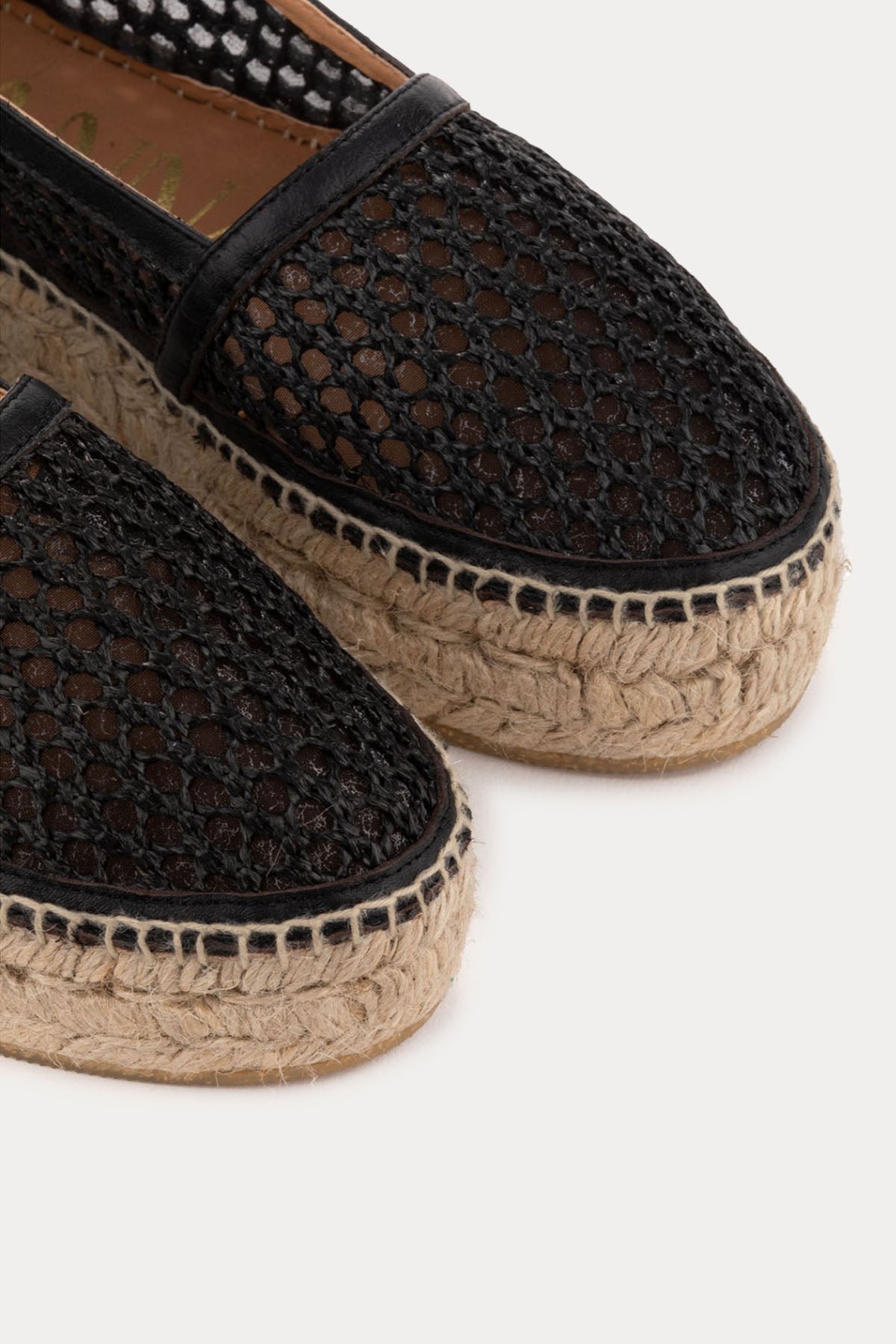 Kanna Bona Deri Detaylı Hasır Örgü Espadril