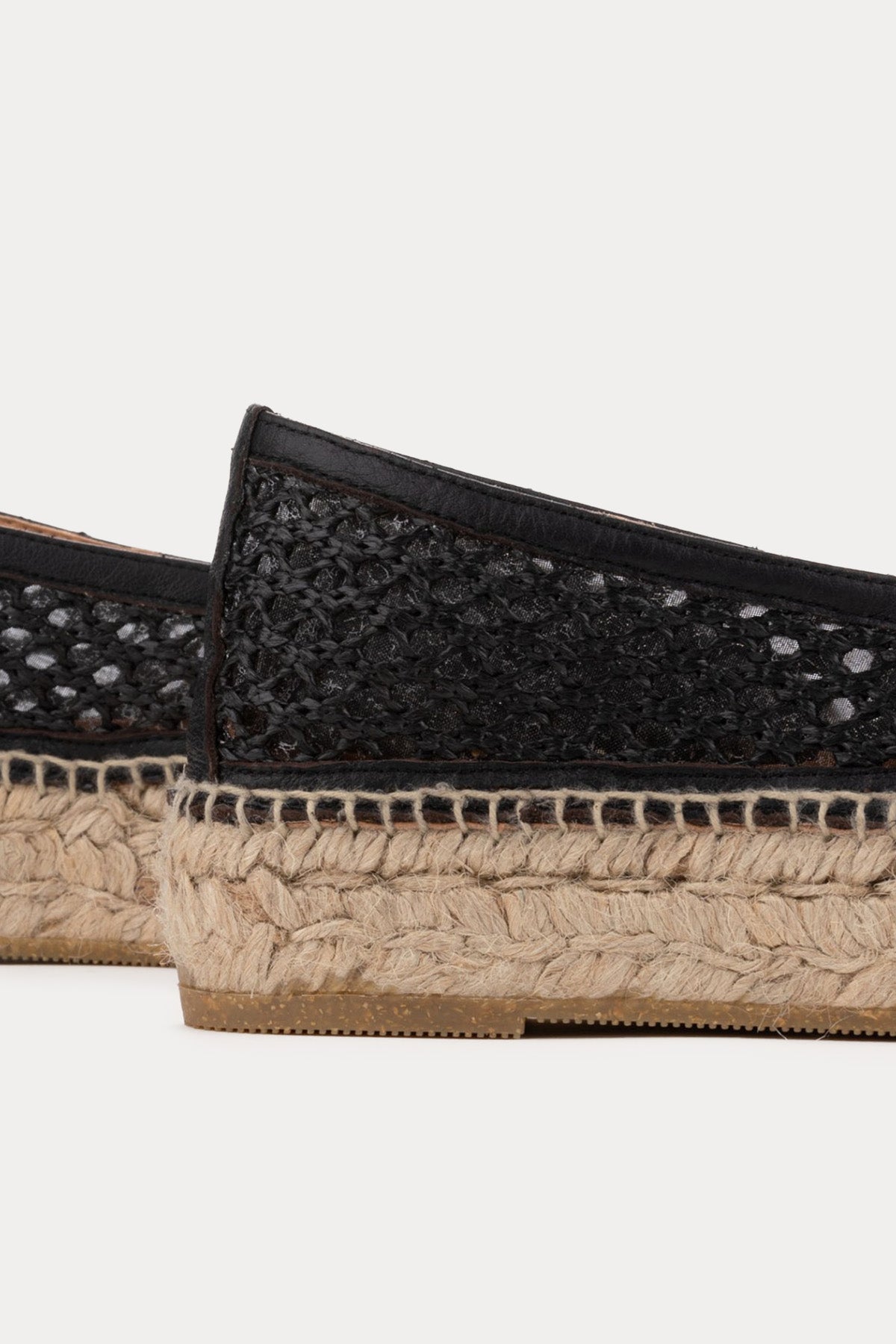 Kanna Bona Deri Detaylı Hasır Örgü Espadril