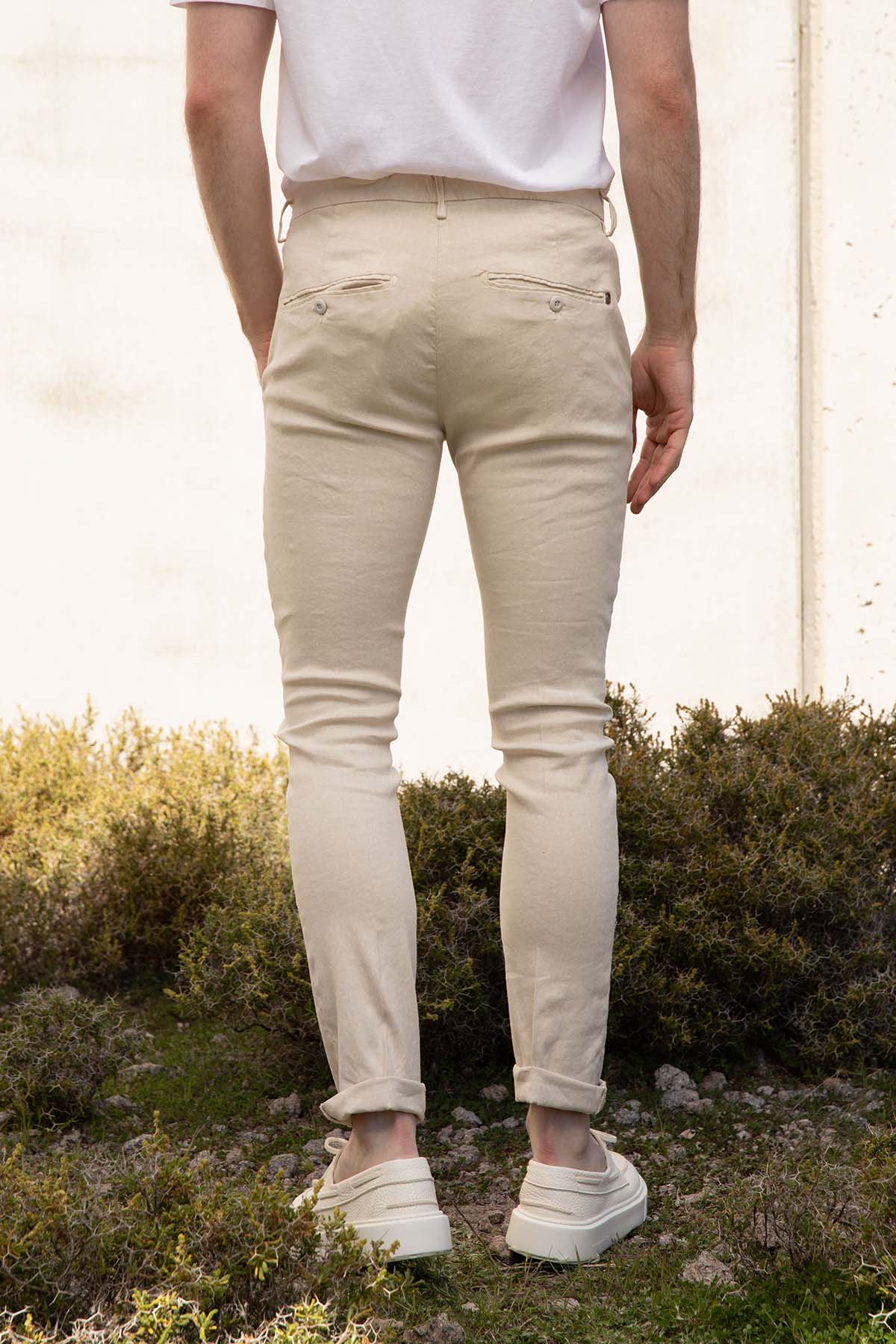 Dondup Slim Fit Yandan Cepli Streç Keten Pantolon