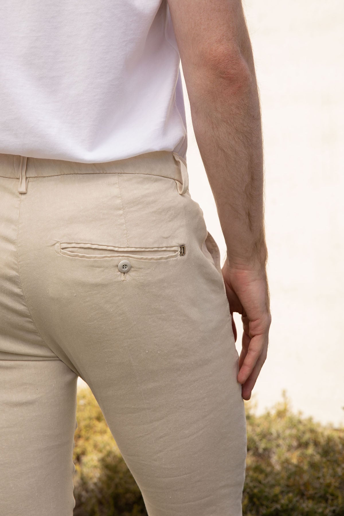 Dondup Slim Fit Yandan Cepli Streç Keten Pantolon