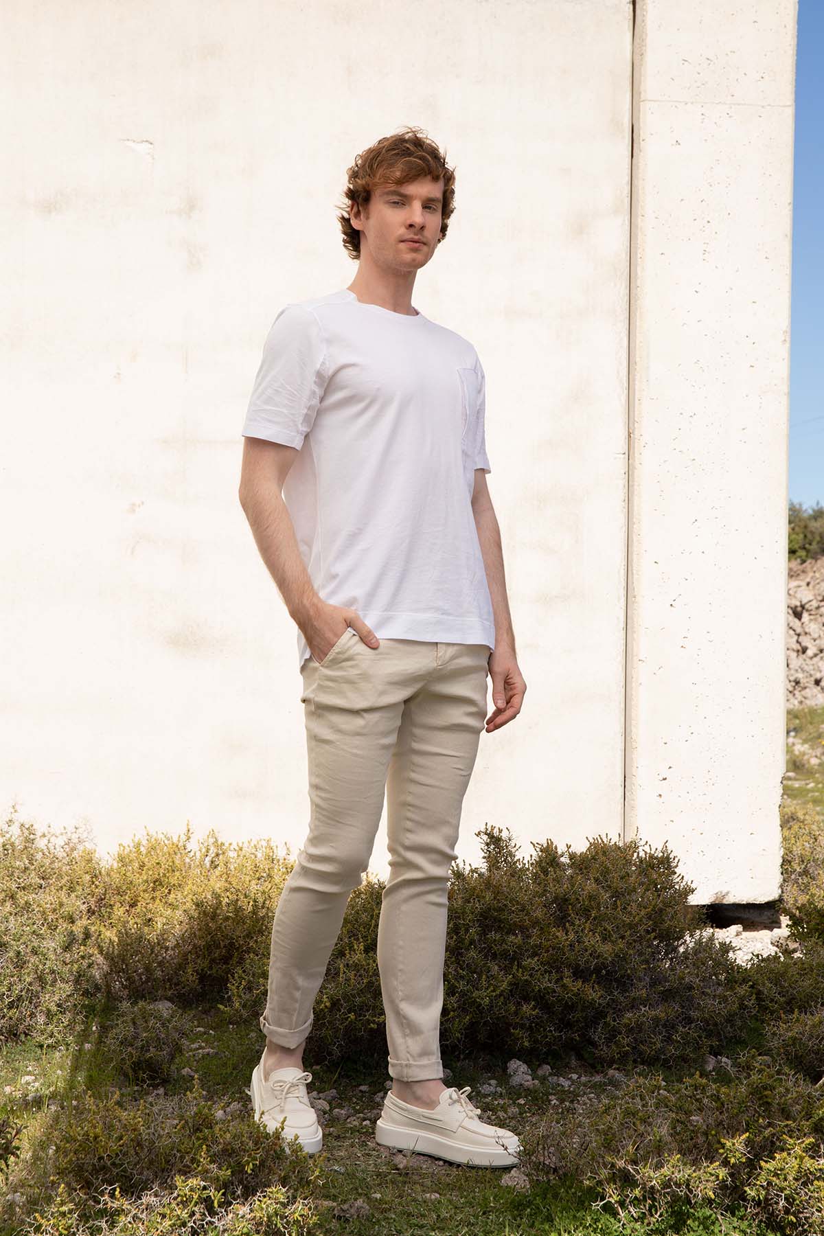 Dondup Slim Fit Yandan Cepli Streç Keten Pantolon