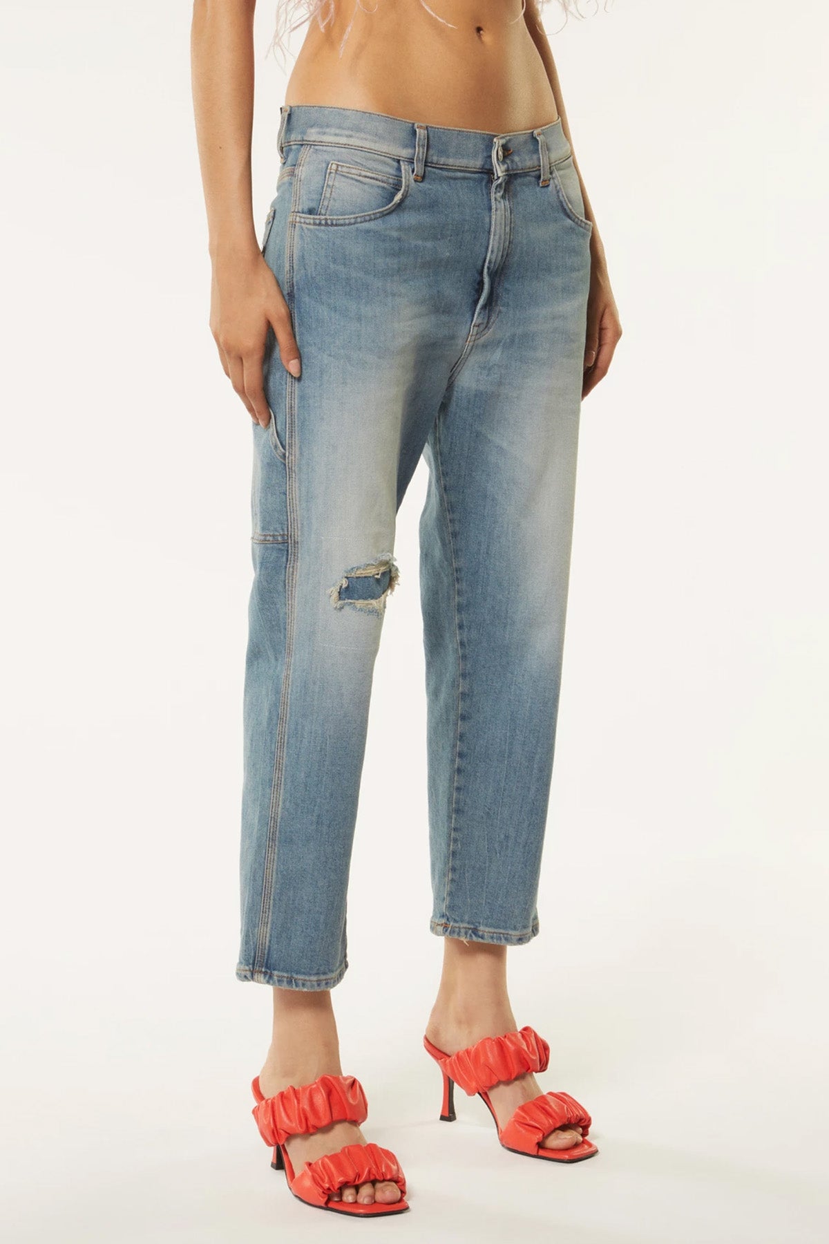 Dondup Jean Loose Fit Crop Jeans-Libas Trendy Fashion Store