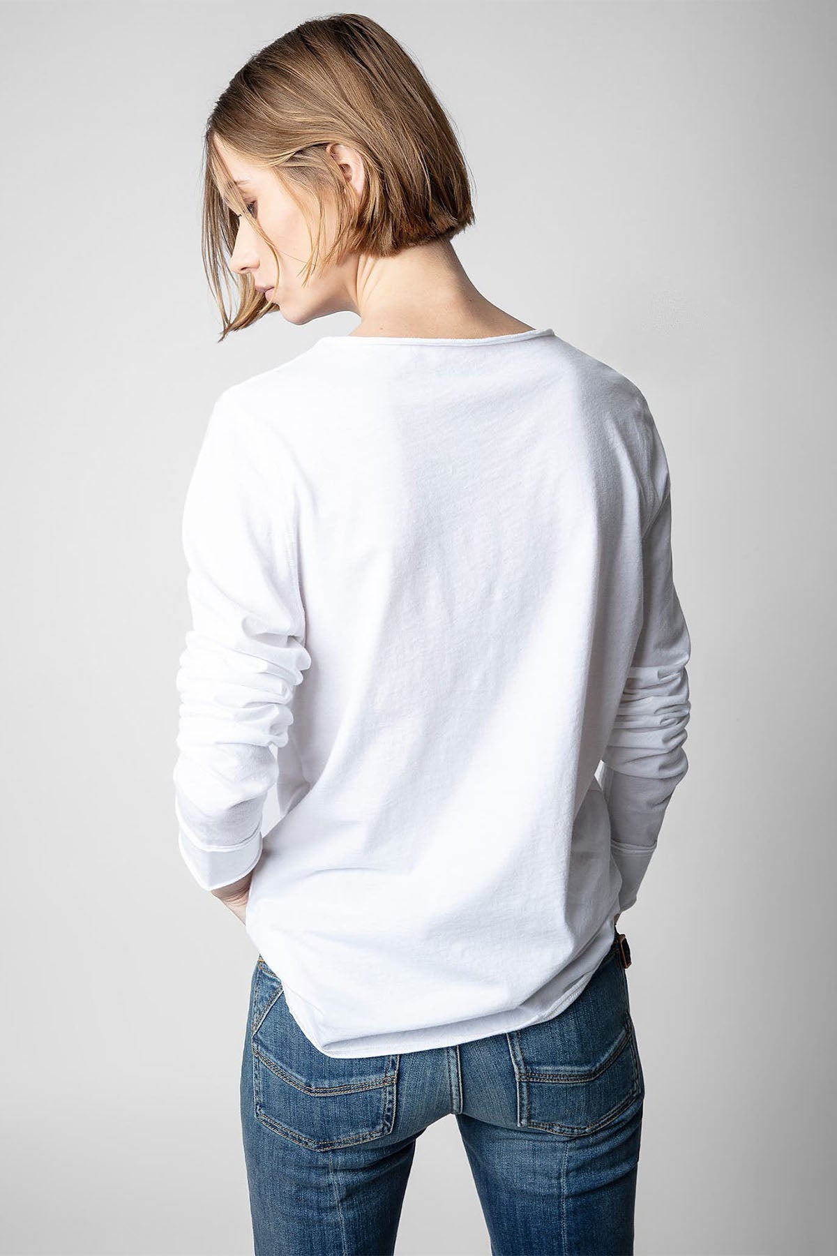 Zadig & Voltaire V Yaka Logolu T-shirt-Libas Trendy Fashion Store