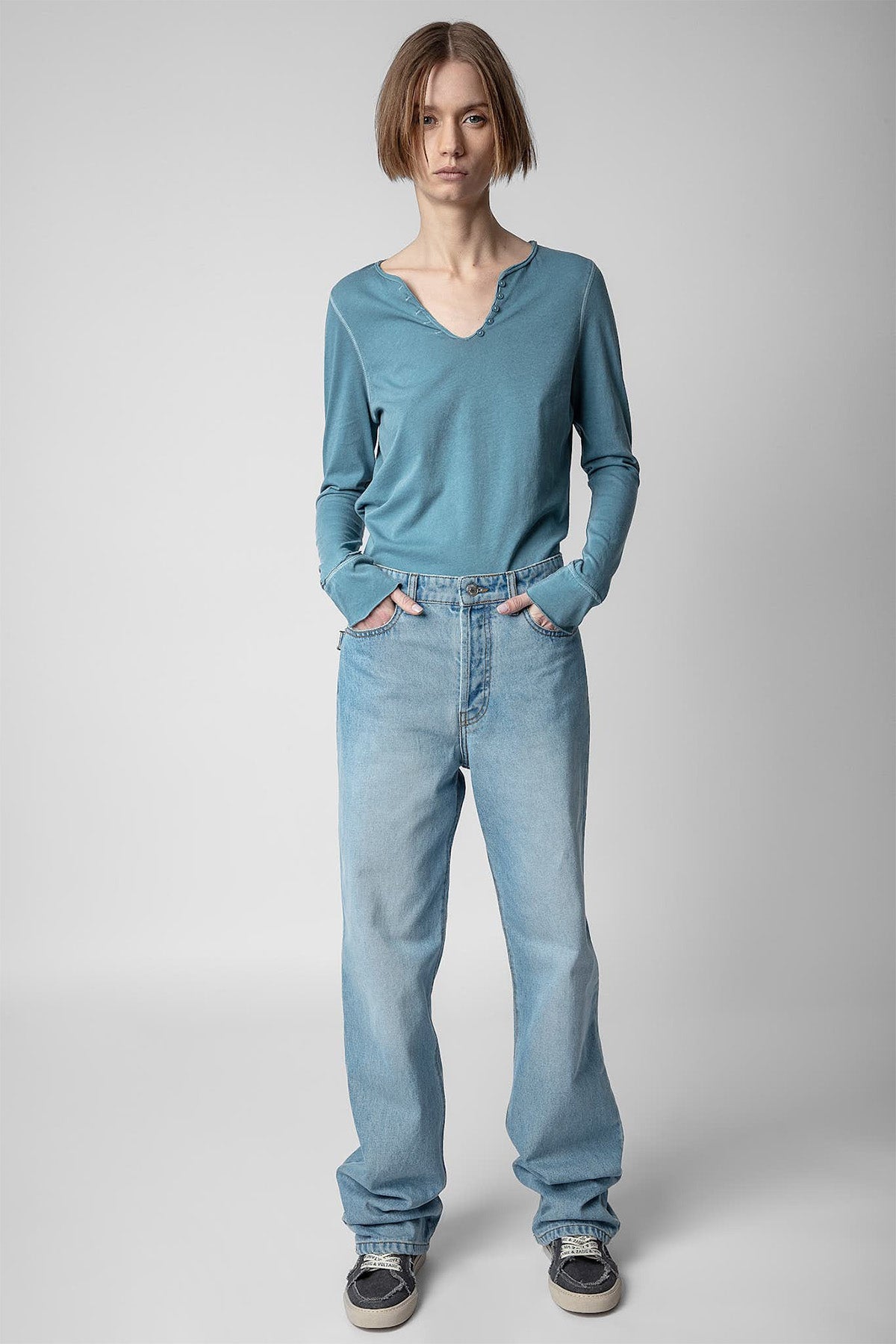 Zadig & Voltaire Dantel Nakış Kuru Kafa Logolu T-shirt-Libas Trendy Fashion Store