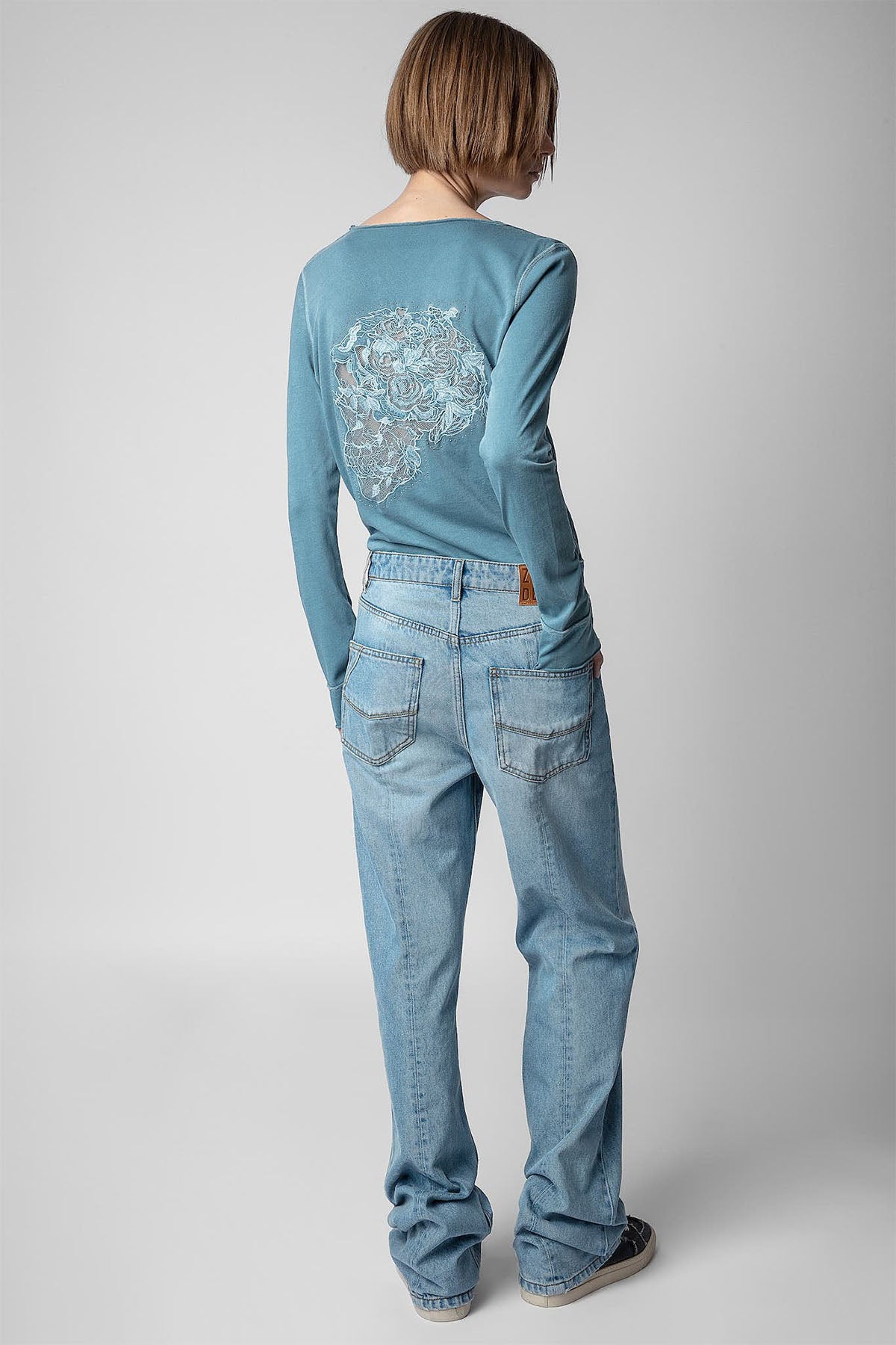 Zadig & Voltaire Dantel Nakış Kuru Kafa Logolu T-shirt-Libas Trendy Fashion Store