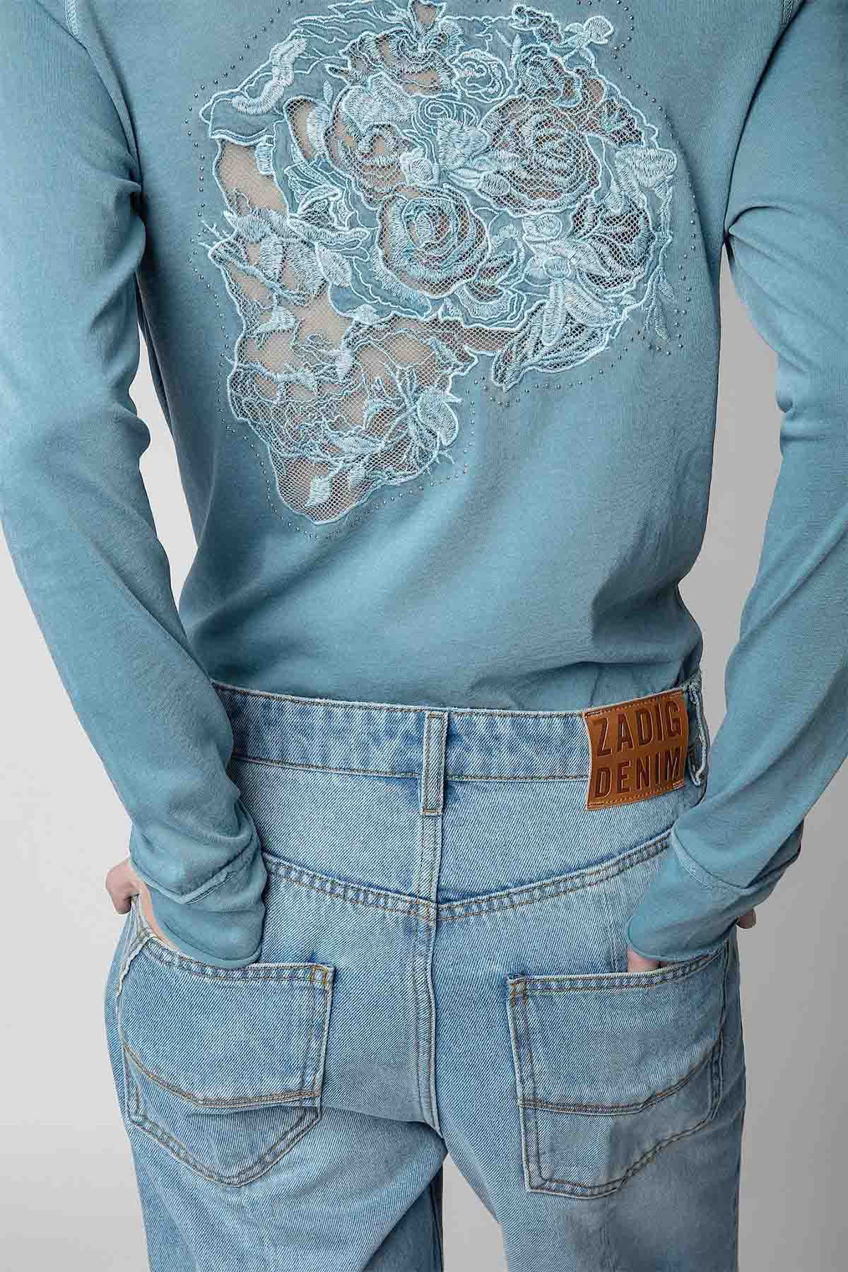 Zadig & Voltaire Dantel Nakış Kuru Kafa Logolu T-shirt-Libas Trendy Fashion Store