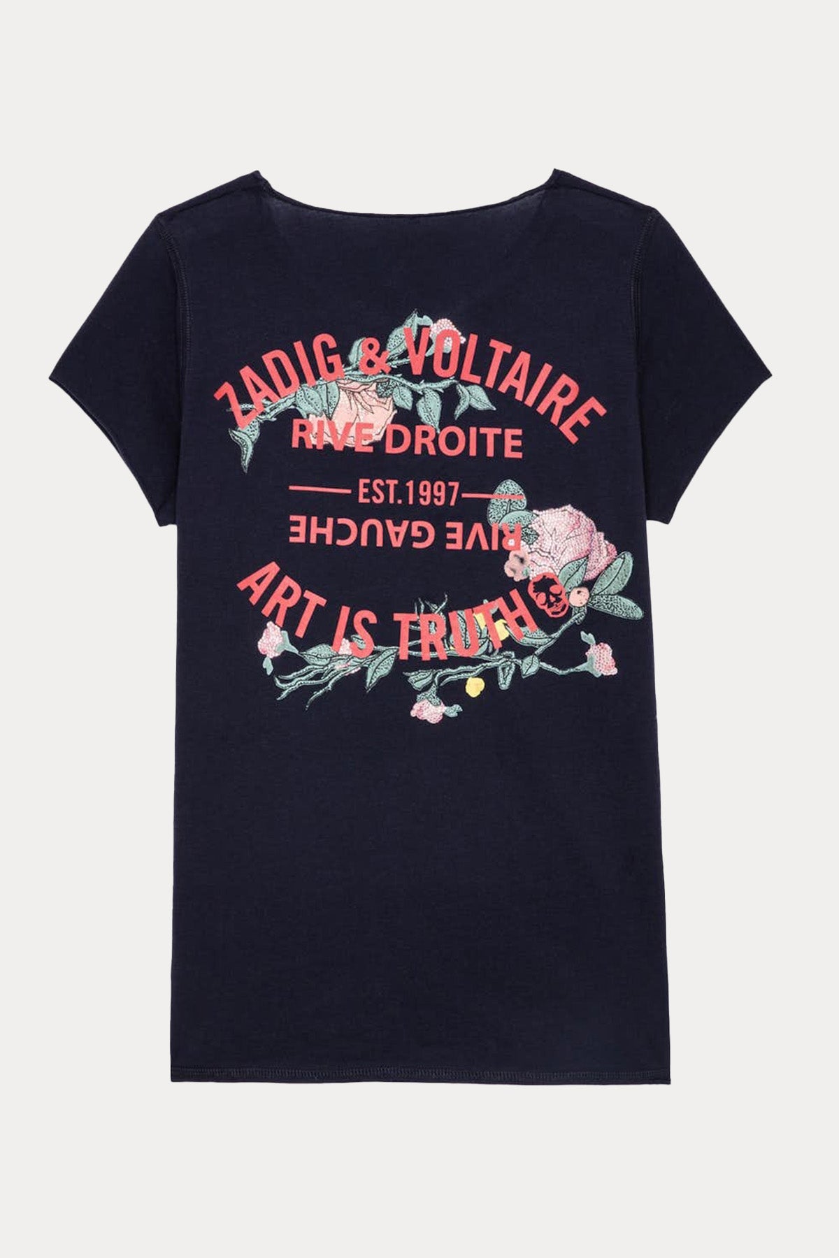 Zadig & Voltaire V Yaka Logolu T-shirt-Libas Trendy Fashion Store