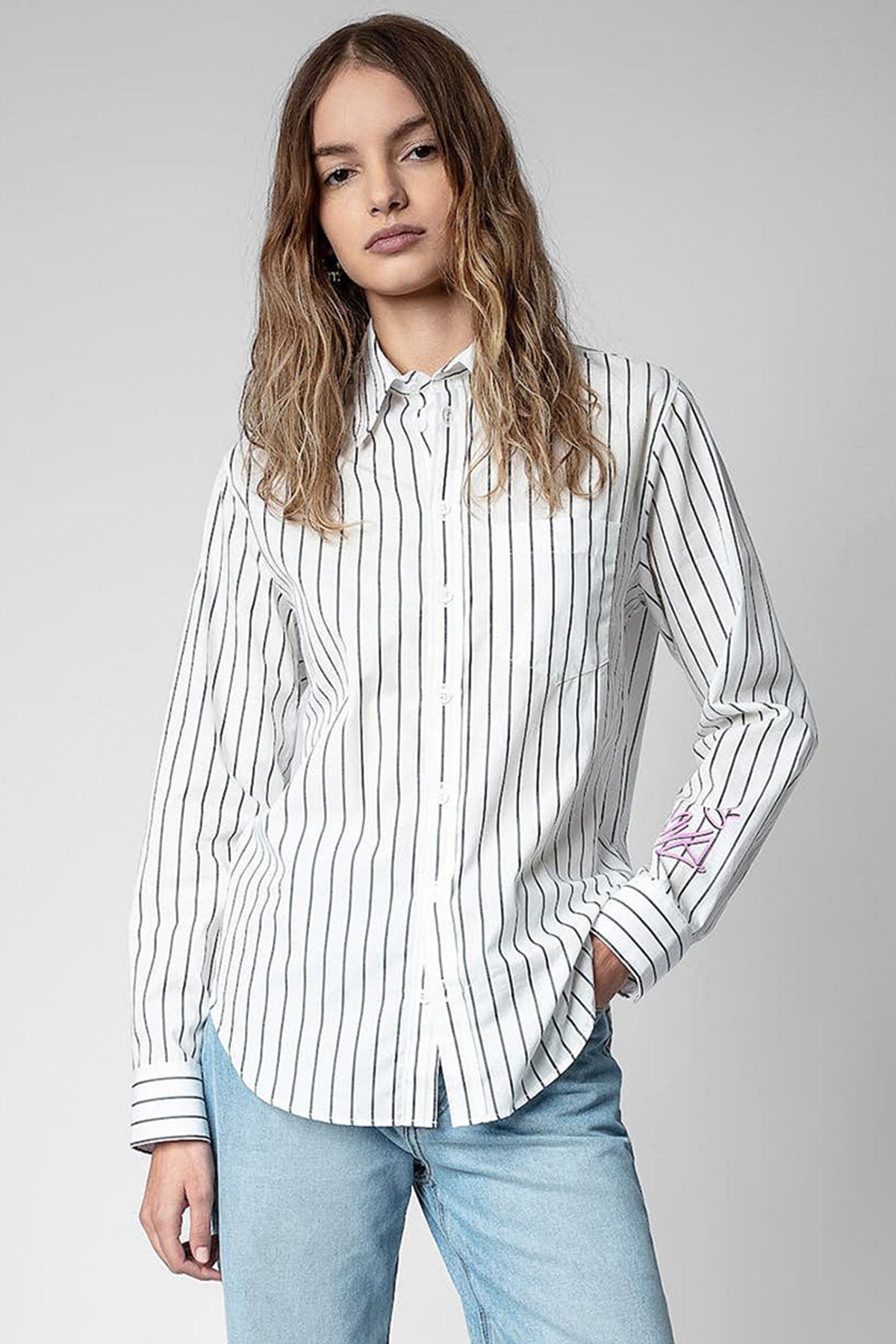 Zadig & Voltaire Cep Detaylı Çizgili Gömlek-Libas Trendy Fashion Store