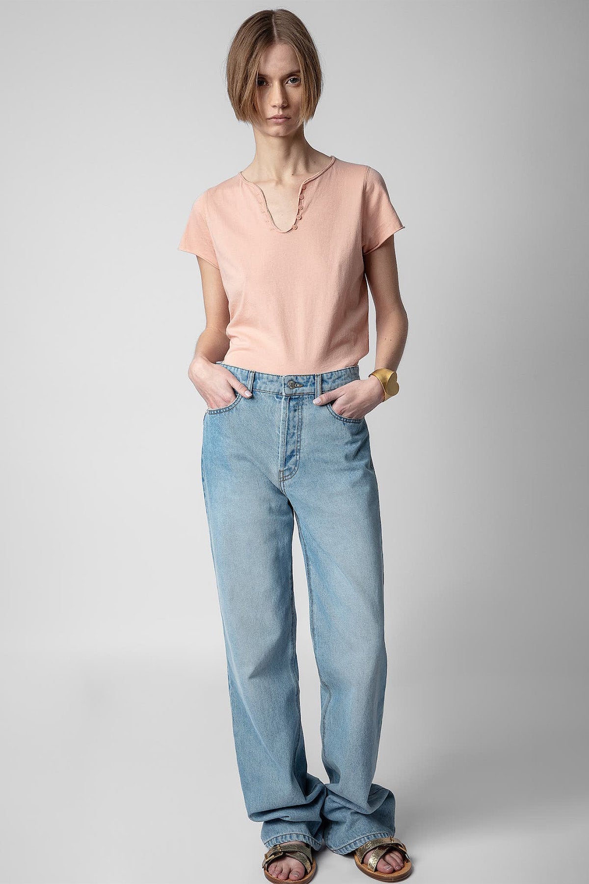 Zadig & Voltaire V Yaka Logolu T-shirt-Libas Trendy Fashion Store