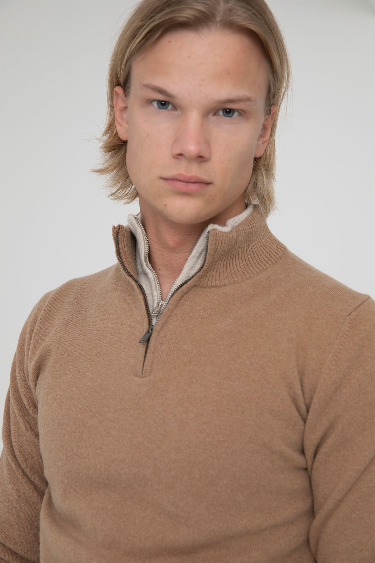 Manifattura Yarım Fermuarlı Dik Yaka Kaşmirli Yün Triko-Libas Trendy Fashion Store