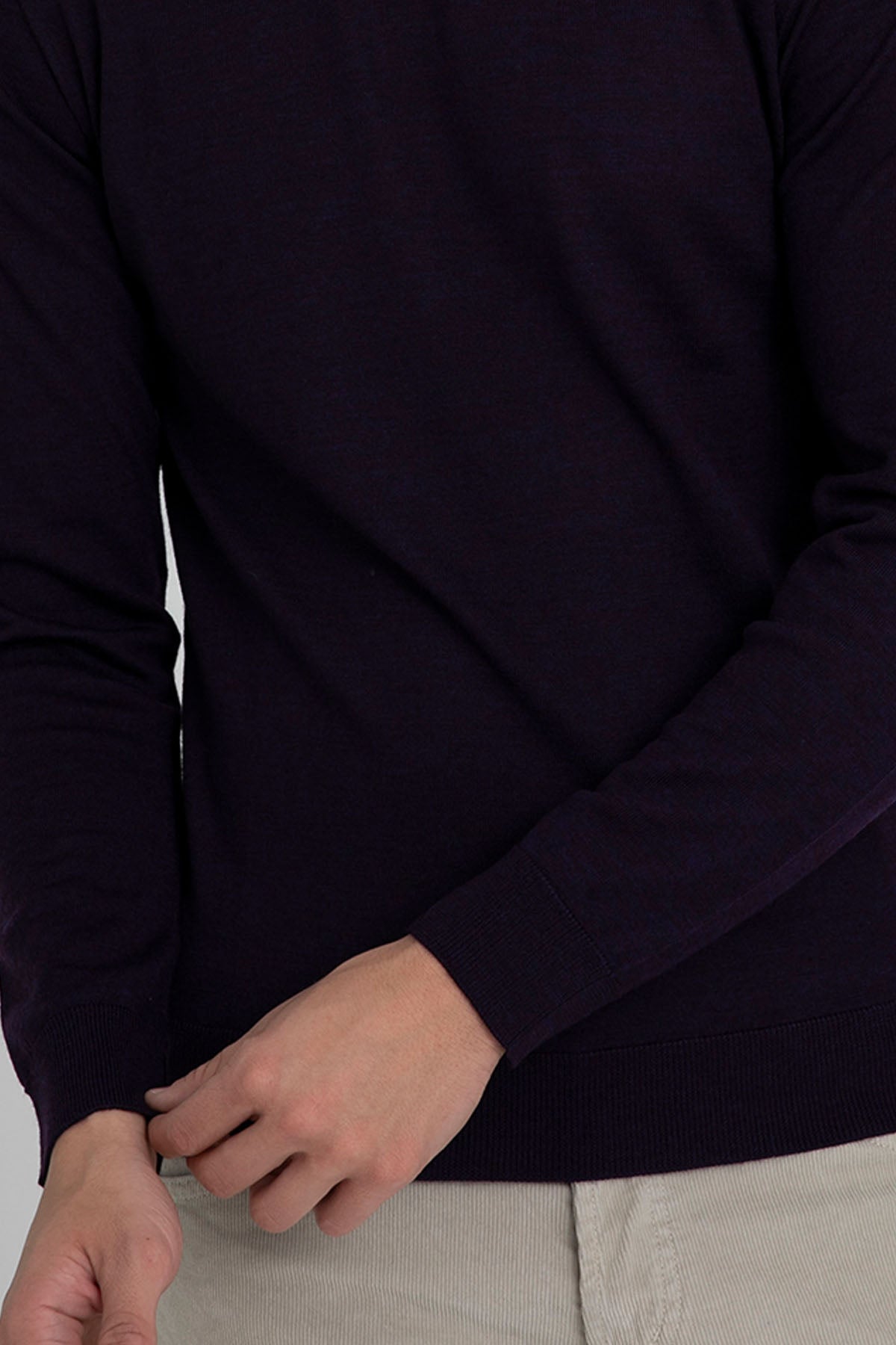 Manifattura Yuvarlak Yaka İnce Örgü Yün Triko-Libas Trendy Fashion Store