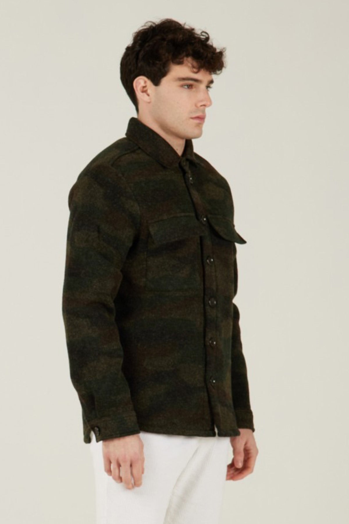 Manifattura Kamuflaj Desenli Yün Gömlek Ceket-Libas Trendy Fashion Store