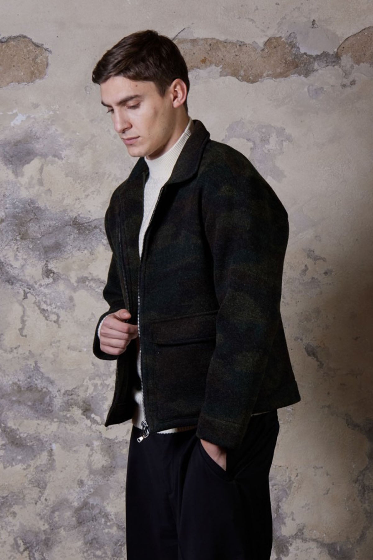 Manifattura Kamuflaj Desenli Yün Ceket-Libas Trendy Fashion Store