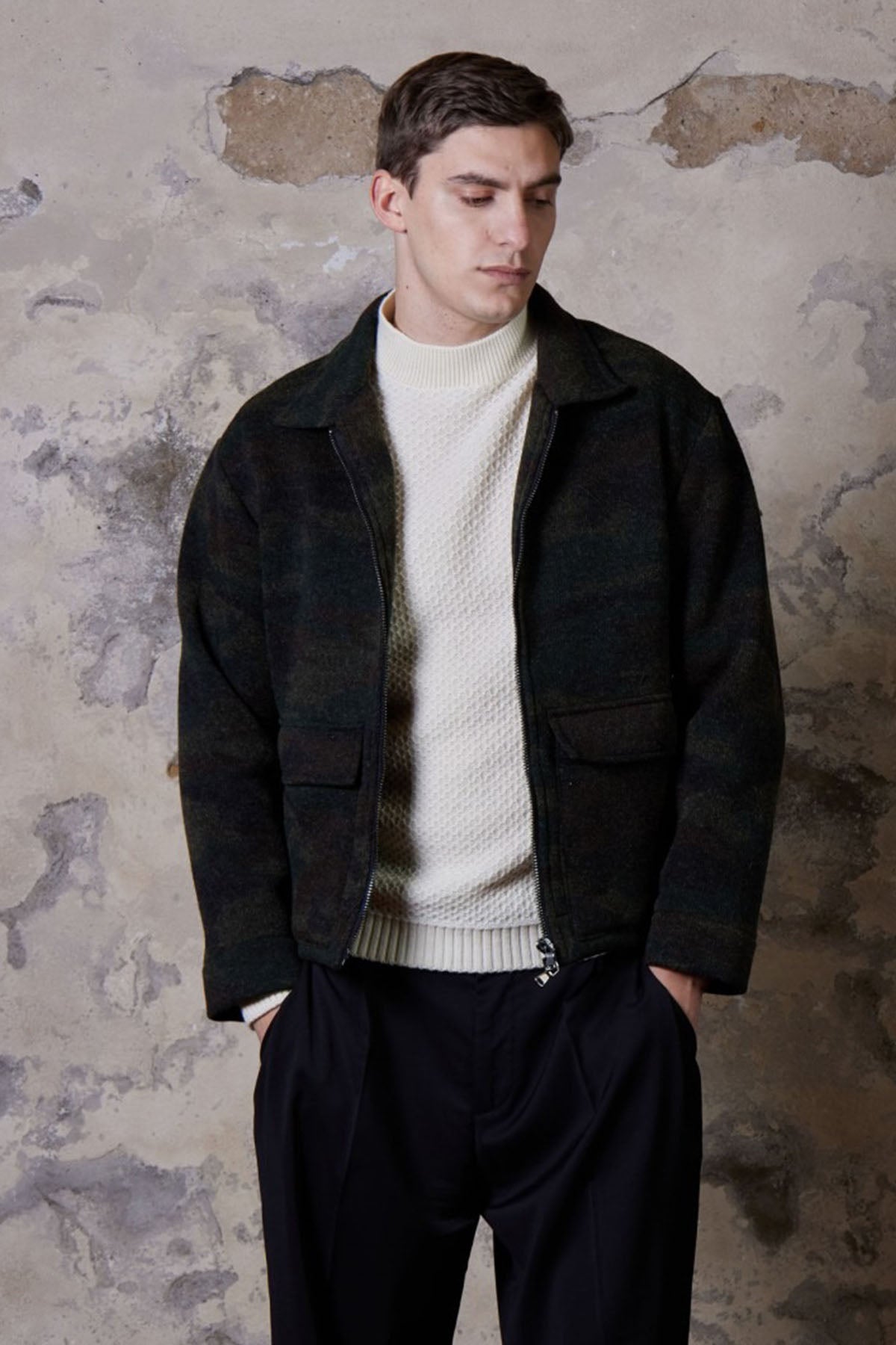 Manifattura Kamuflaj Desenli Yün Ceket-Libas Trendy Fashion Store