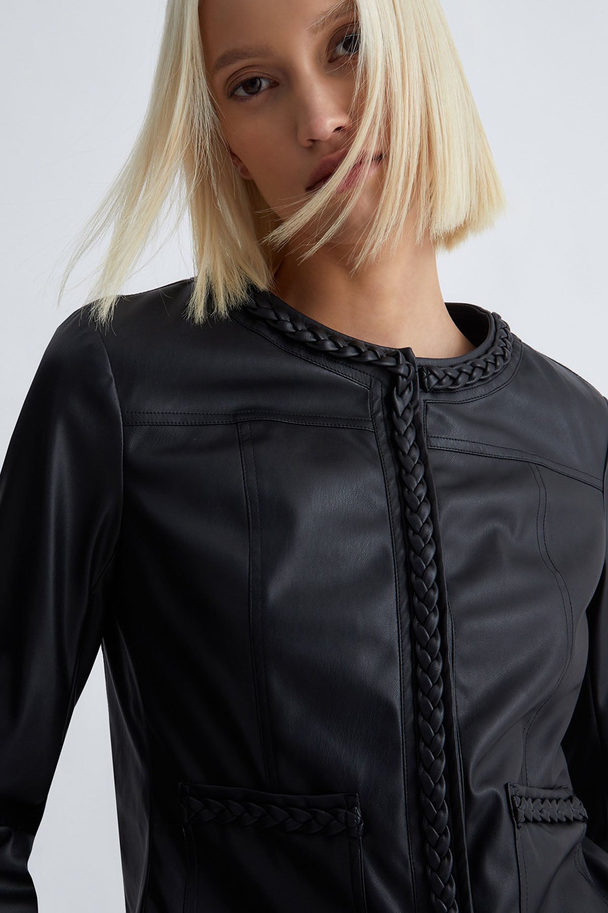 Liu Jo Örgü Detaylı Deri Ceket-Libas Trendy Fashion Store