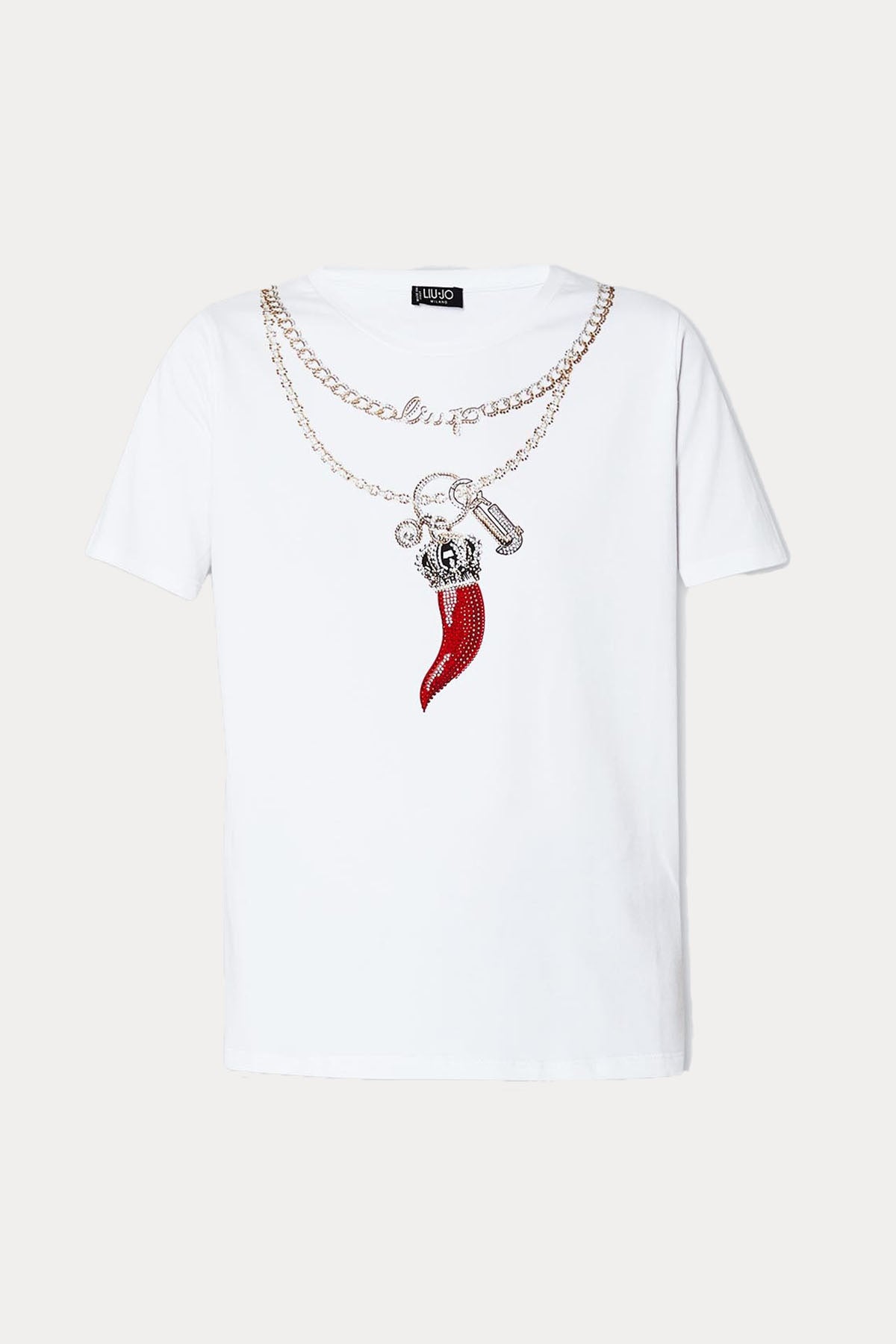 Liu Jo Zincir Aksesuarlı Baskılı T-shirt-Libas Trendy Fashion Store