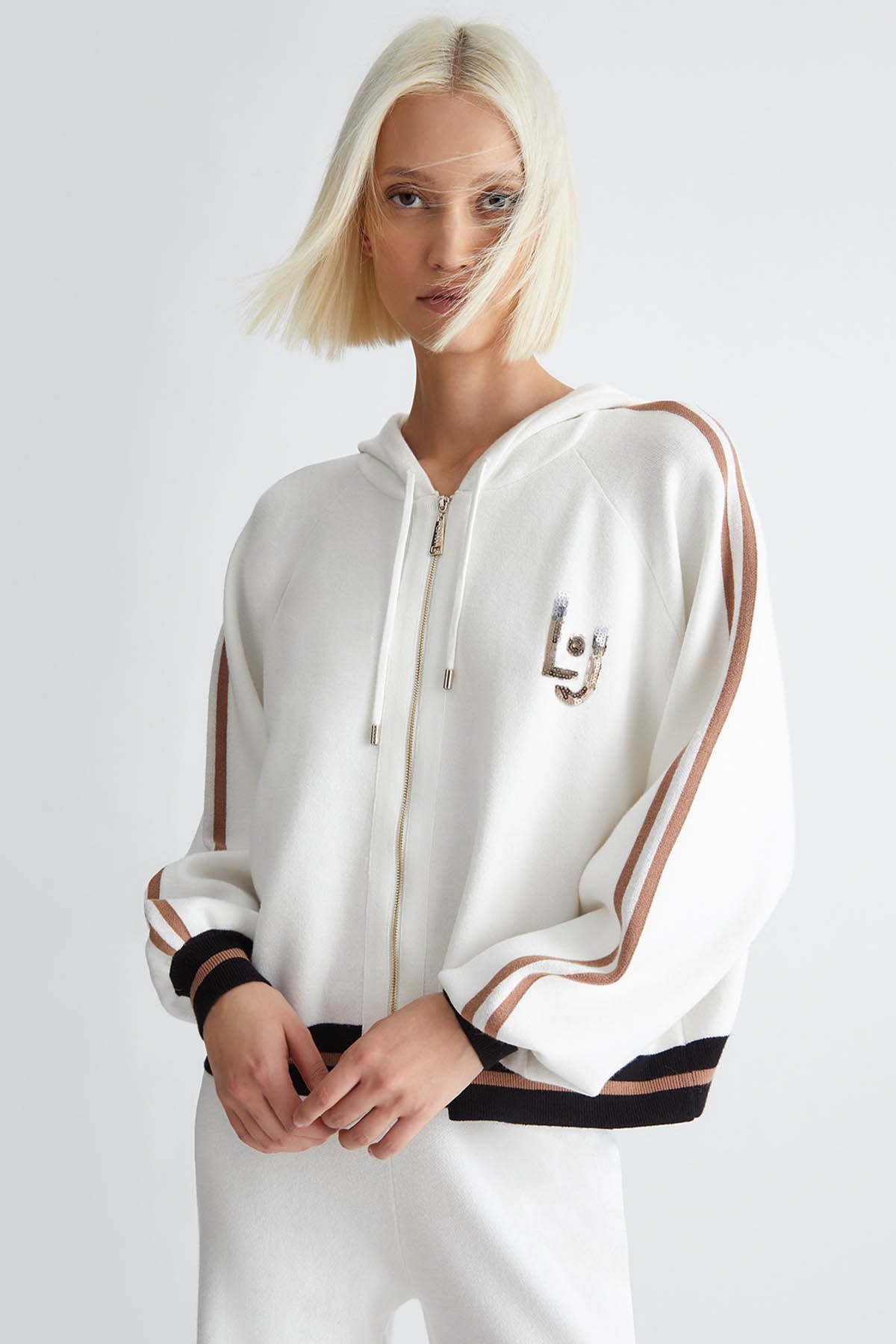 Liu Jo Logolu Kapüşonlu Triko Ceket-Libas Trendy Fashion Store