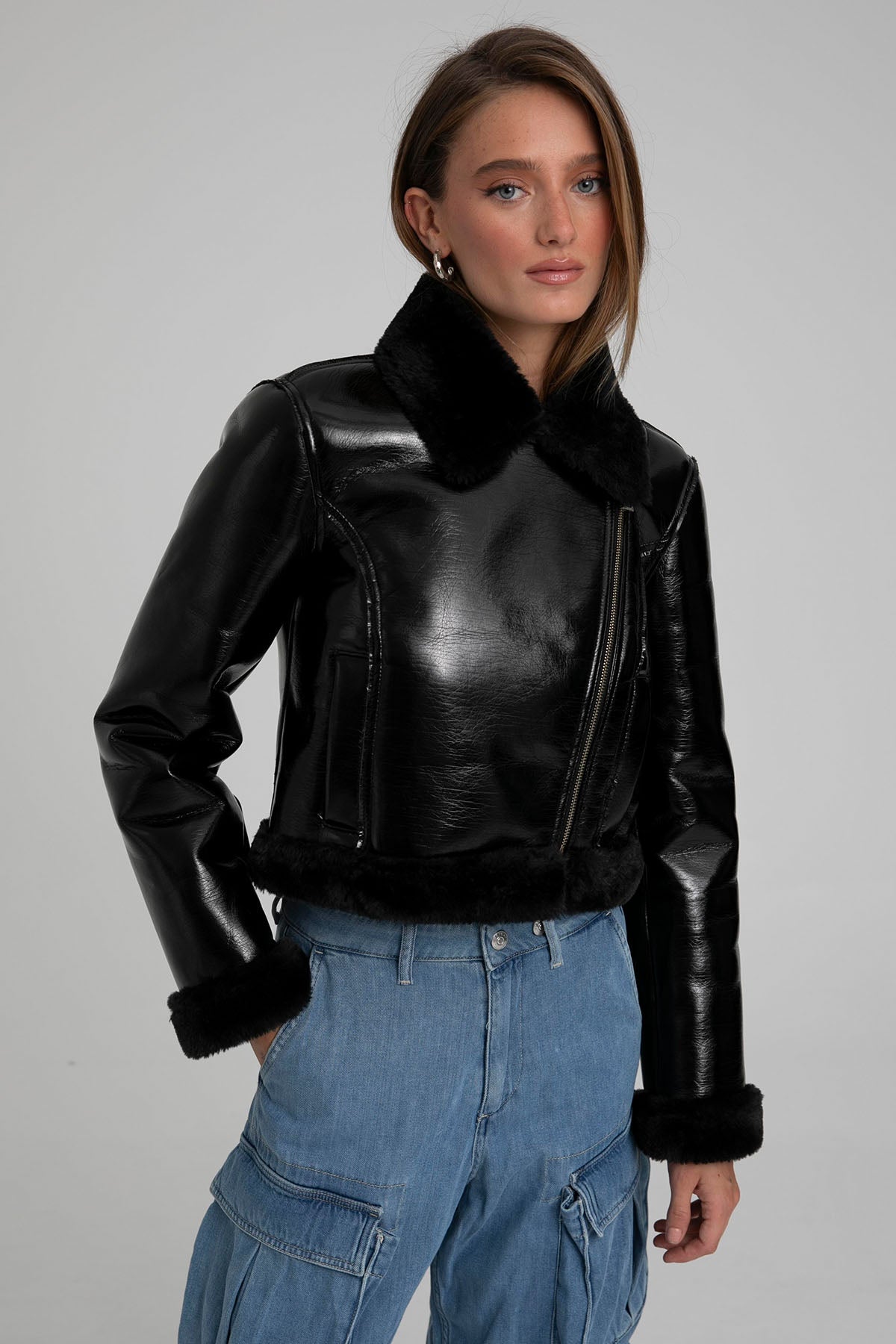 Liu Jo Peluş Detaylı Deri Ceket-Libas Trendy Fashion Store