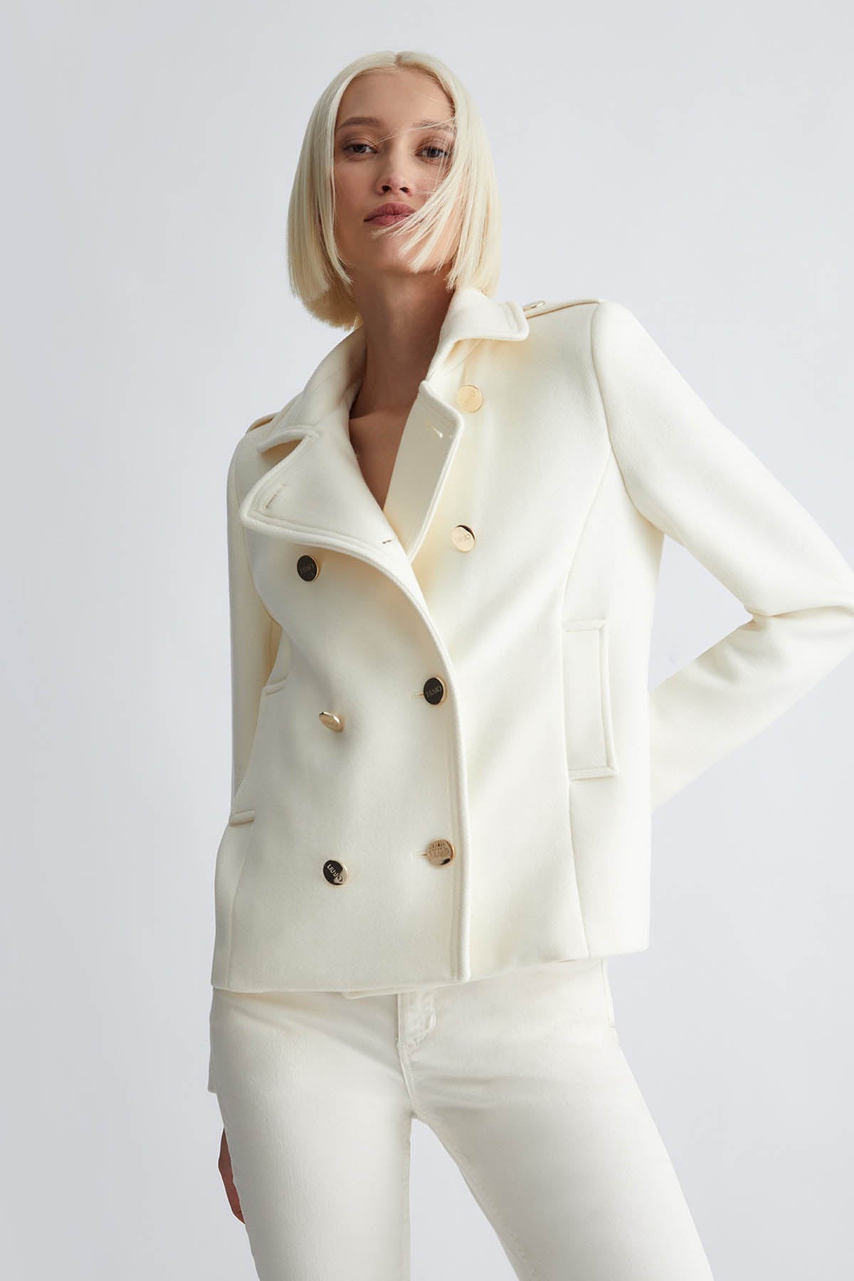 Liu Jo Apolet Detaylı Kruvaze Yün Ceket-Libas Trendy Fashion Store