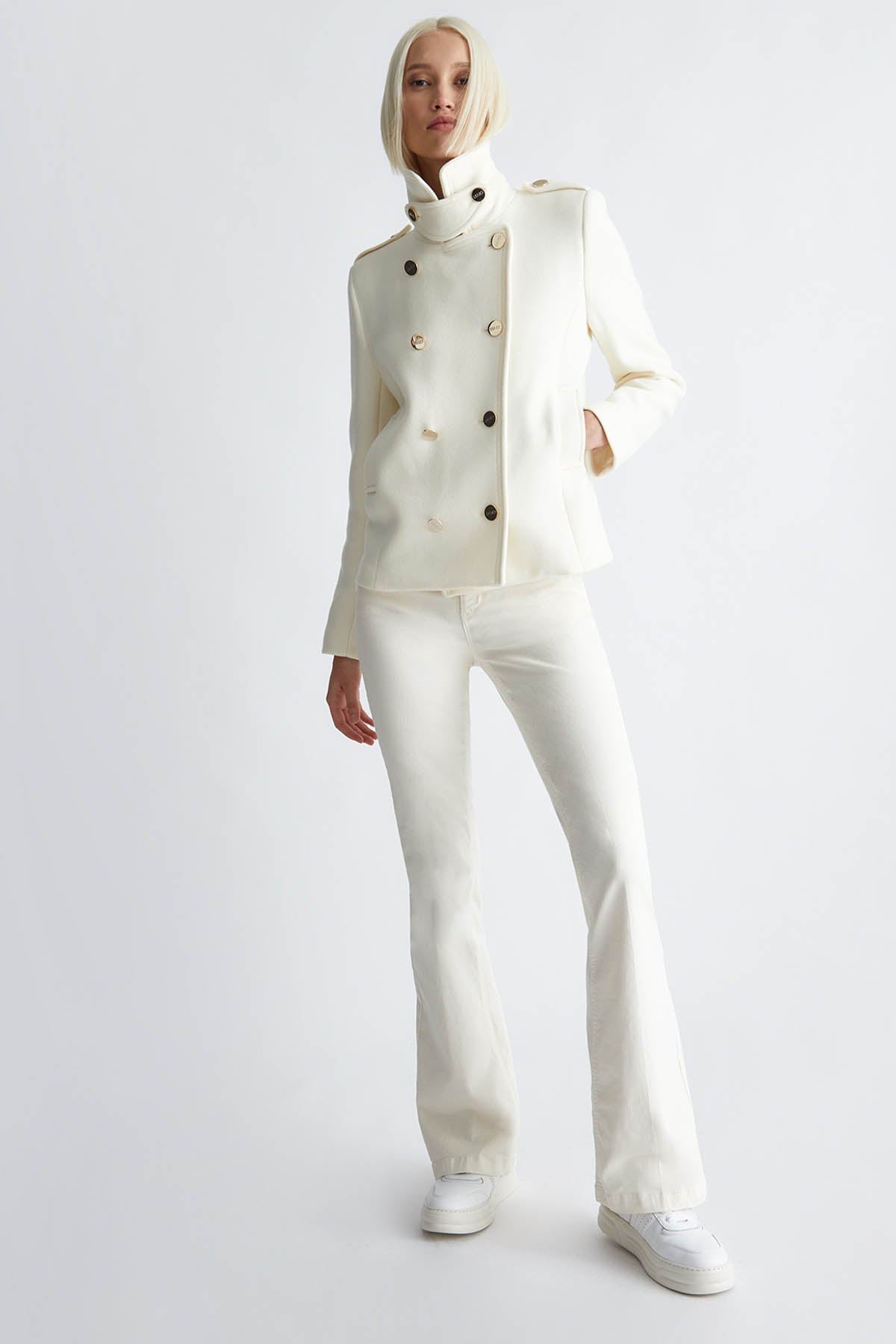 Liu Jo Apolet Detaylı Kruvaze Yün Ceket-Libas Trendy Fashion Store