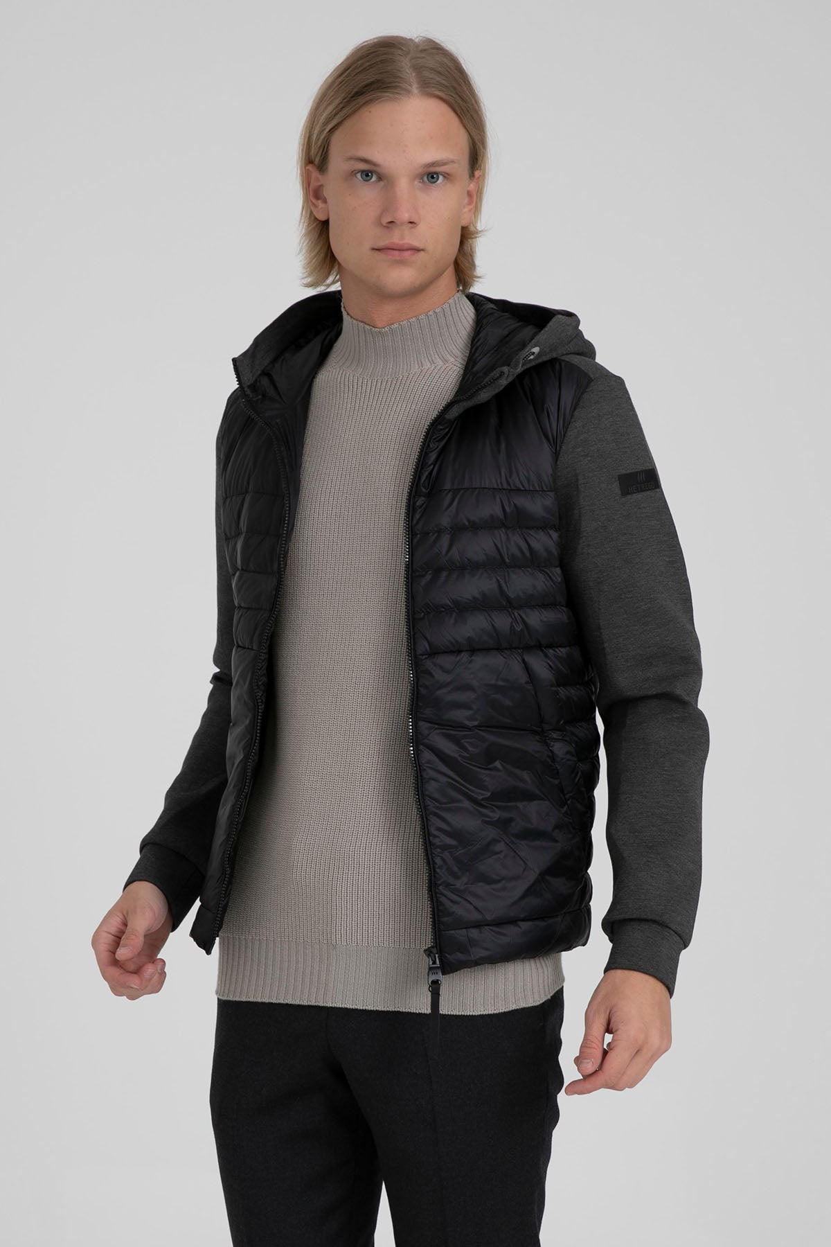 Hetrego Uriel Teknik Streç Kapüşonlu Puffer Kombinasyonlu Ceket-Libas Trendy Fashion Store