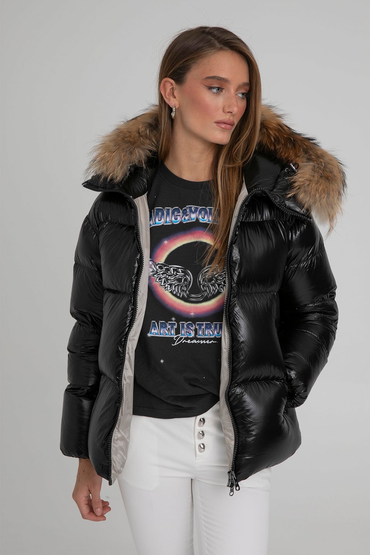 Hetrego Shea Kürklü Kapüşonlu Puffer Mont-Libas Trendy Fashion Store