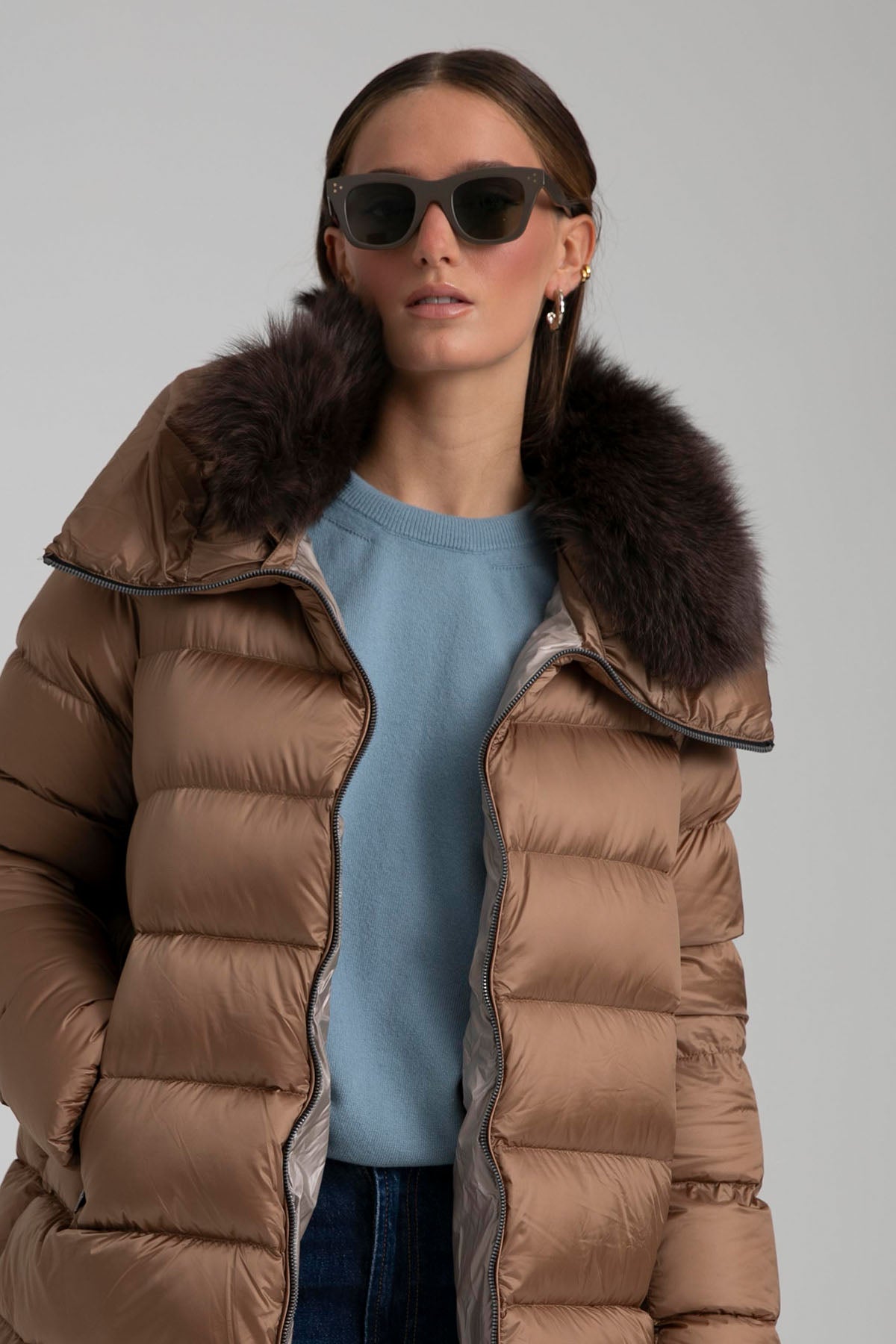 Hetrego Sena Yakası Kürklü Puffer Mont-Libas Trendy Fashion Store
