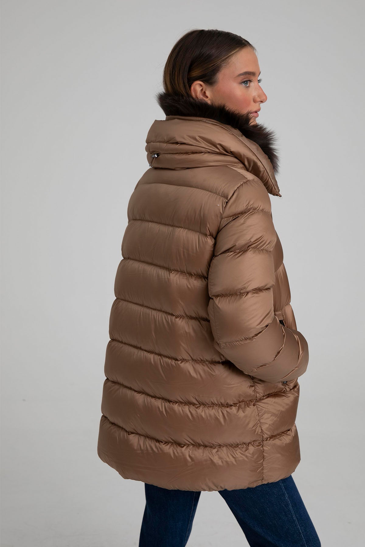 Hetrego Sena Yakası Kürklü Puffer Mont-Libas Trendy Fashion Store