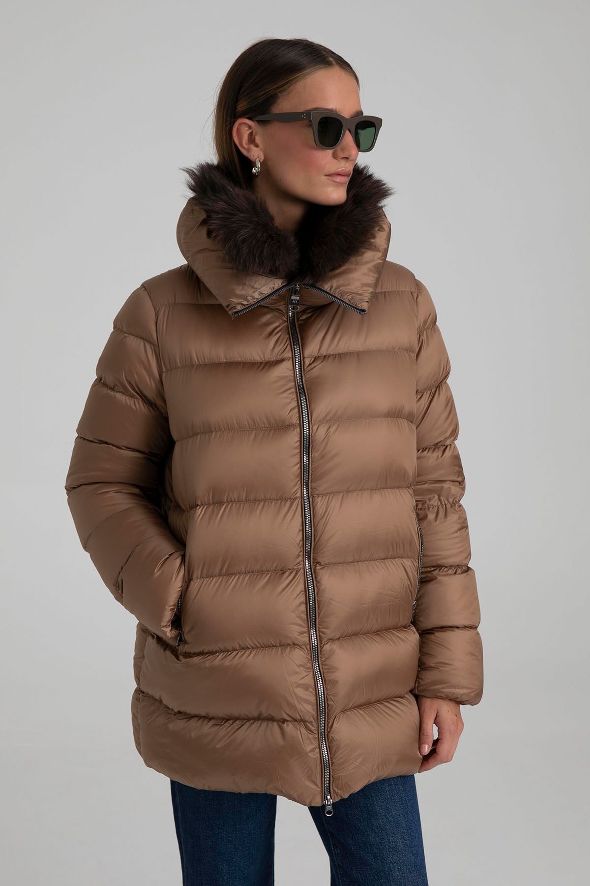 Hetrego Sena Yakası Kürklü Puffer Mont-Libas Trendy Fashion Store