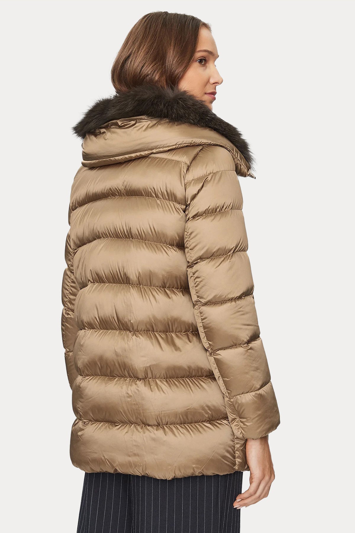 Hetrego Sena Yakası Kürklü Puffer Mont-Libas Trendy Fashion Store