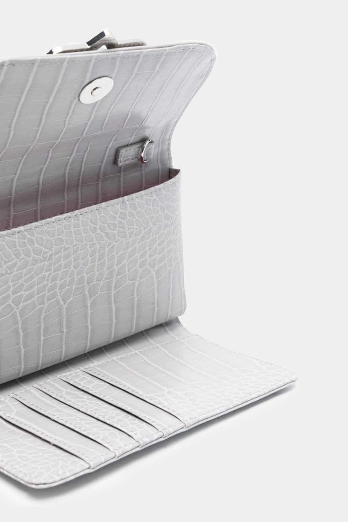 Chiara Ferragni Krokodil Desenli Göz Logolu Clutch Çanta-Libas Trendy Fashion Store