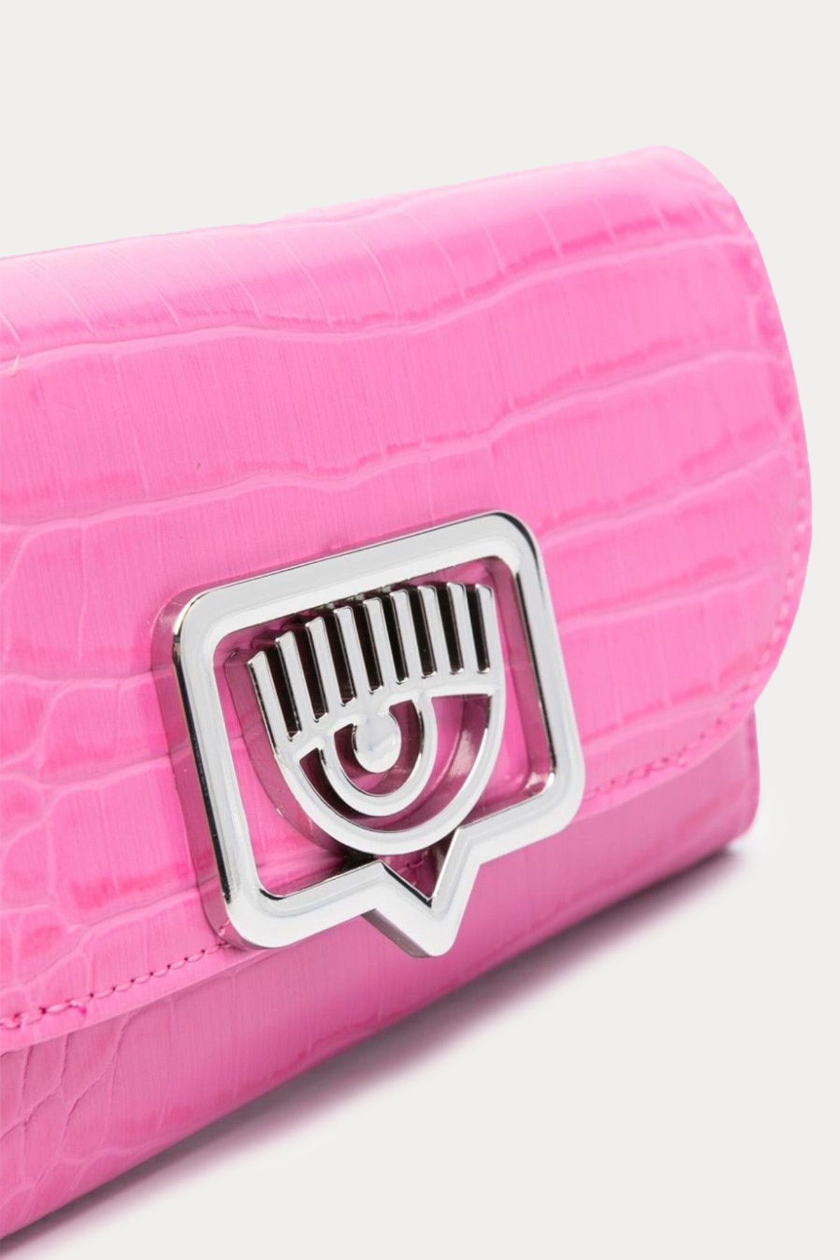 Chiara Ferragni Krokodil Desenli Göz Logolu Clutch Çanta-Libas Trendy Fashion Store